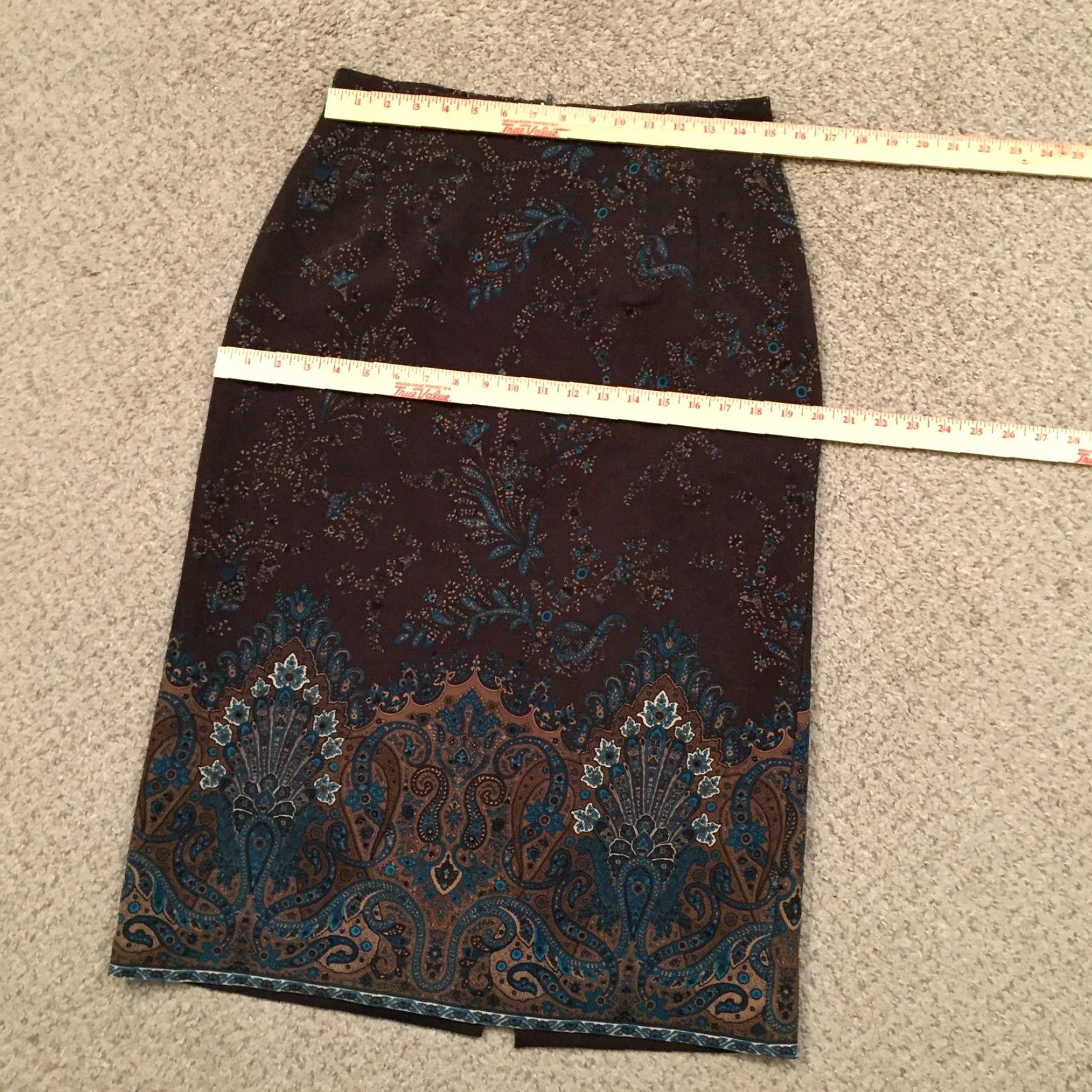 Vintage Briggs Skirt 10P Brown Blue Floral Microfiber Midi Pencil Women Petite Brown Floral Microfiber Midi Pencil 10P Women Briggs Skirt Size 32" / US 10 / IT 46 - 2 Thumbnail