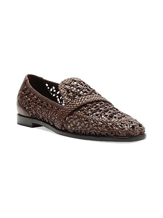 Alexandre Birman os11x1225 Jane Tresse Woven Leather Loafers in Rich Brown Size US 9 / IT 39 - 2 Thumbnail