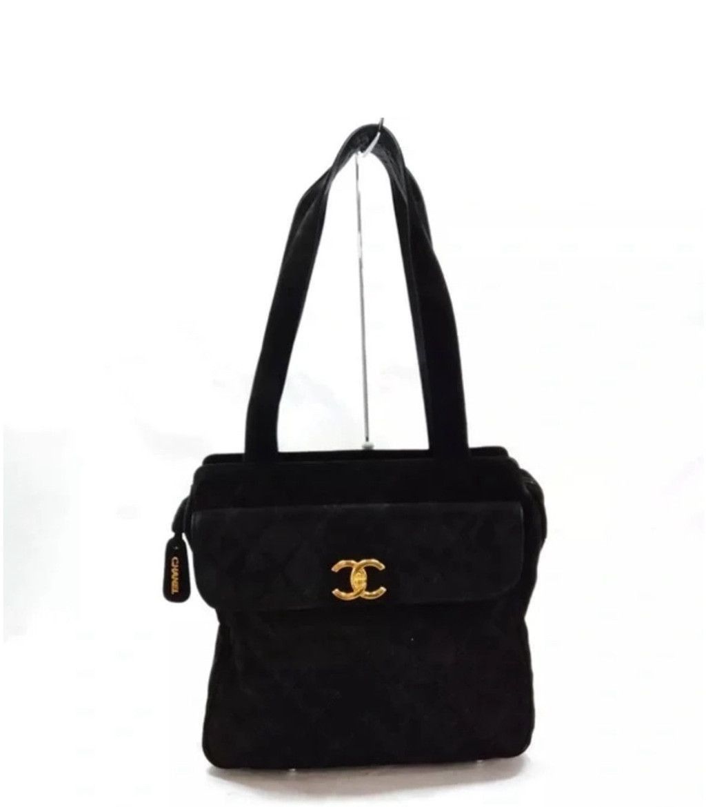 Chanel Tote Bag Matelasse Black Suede Leather 1195654, Women's