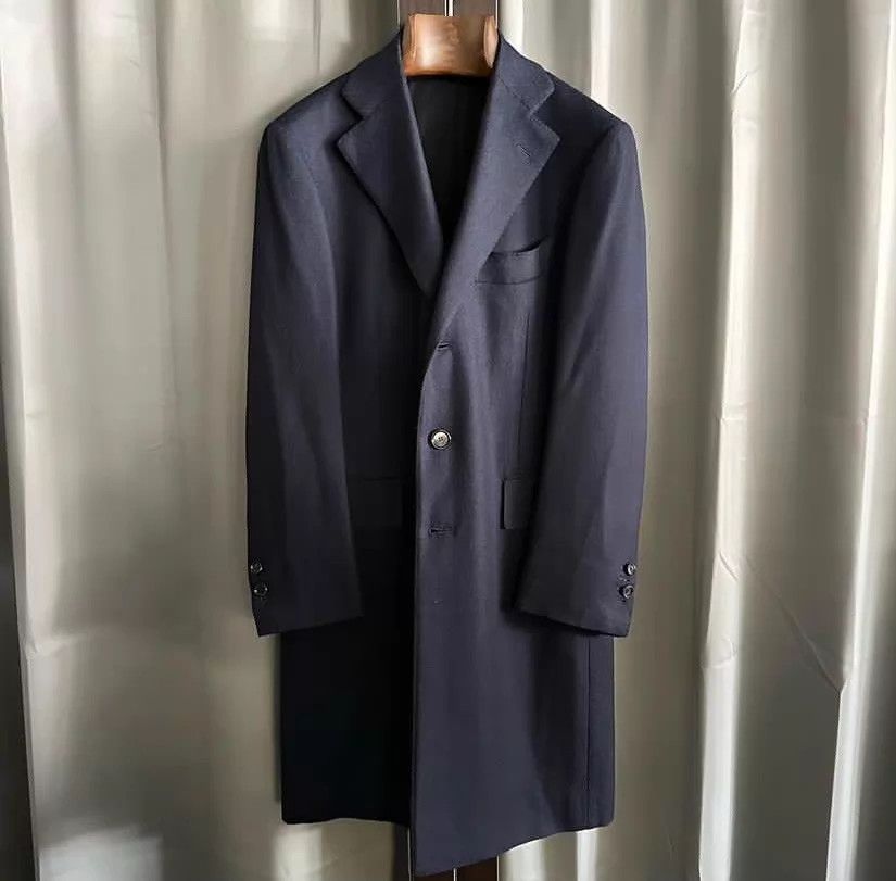 Cesare Attolini Cesare Attolini Navy 99% Wool 1% Cashmere Overcoat 46 Size US S / EU 44-46 / 1 - 1 Thumbnail