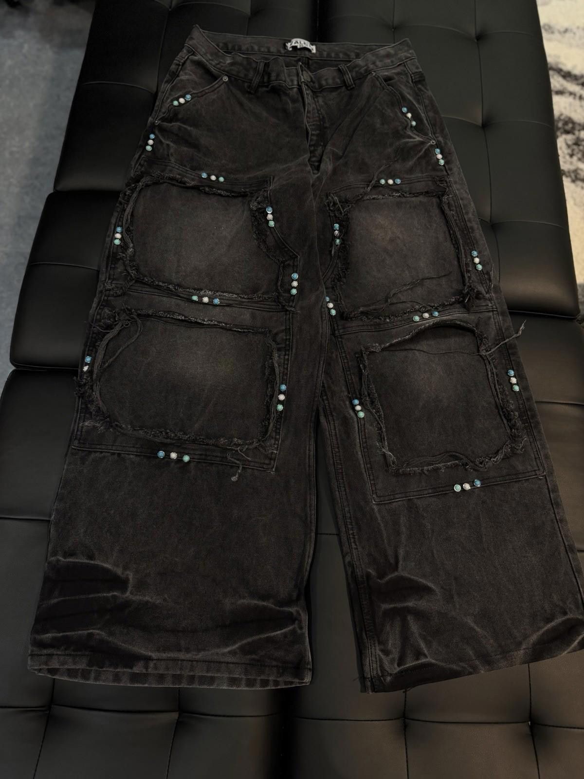 Vale Valley Baggy Denim Black Jeans Size 36 (NEW) Pants Crystal Size US 36 / EU 52 - 2 Thumbnail