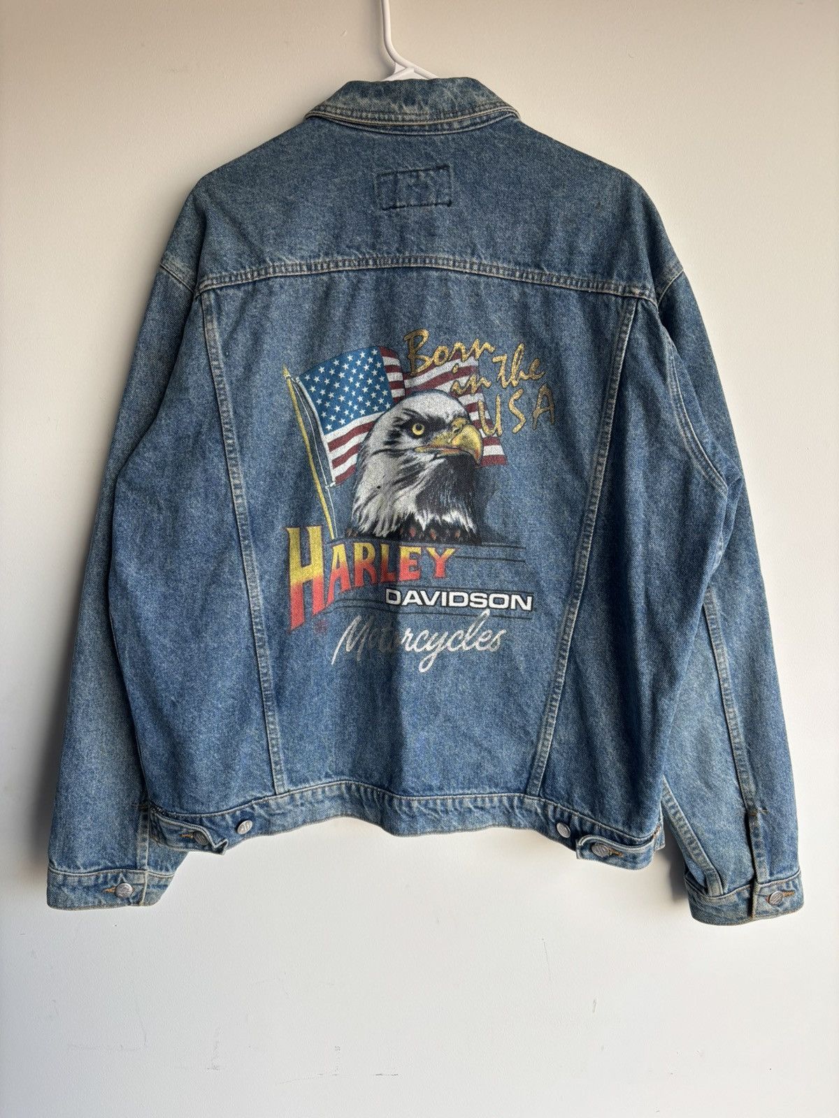 VTG Harley Davidson Motorcycles Born in the USA Eagle Jacket