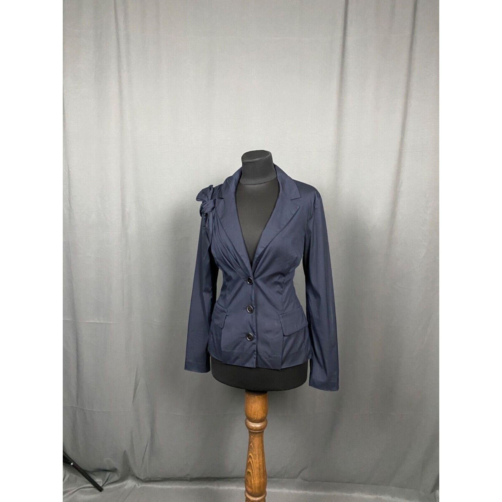 Prada Prada Women's Blue Basic Floral Shoulder Blazer Jacket Size Size M / US 6-8 / IT 42-44 - 4 Thumbnail