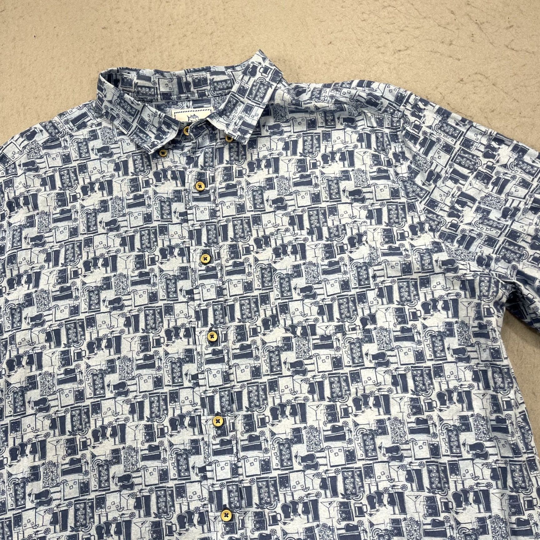Southern Tide Southern Tide Shirt Mens 2XL XXL Blue Linen Rayon Camp Hawaiian Print Casual Button-Up Short Sleeve Collared Button-Down Garden Hawaiian Theme Mens Size US XXL / EU 58 / 5 - 3 Thumbnail