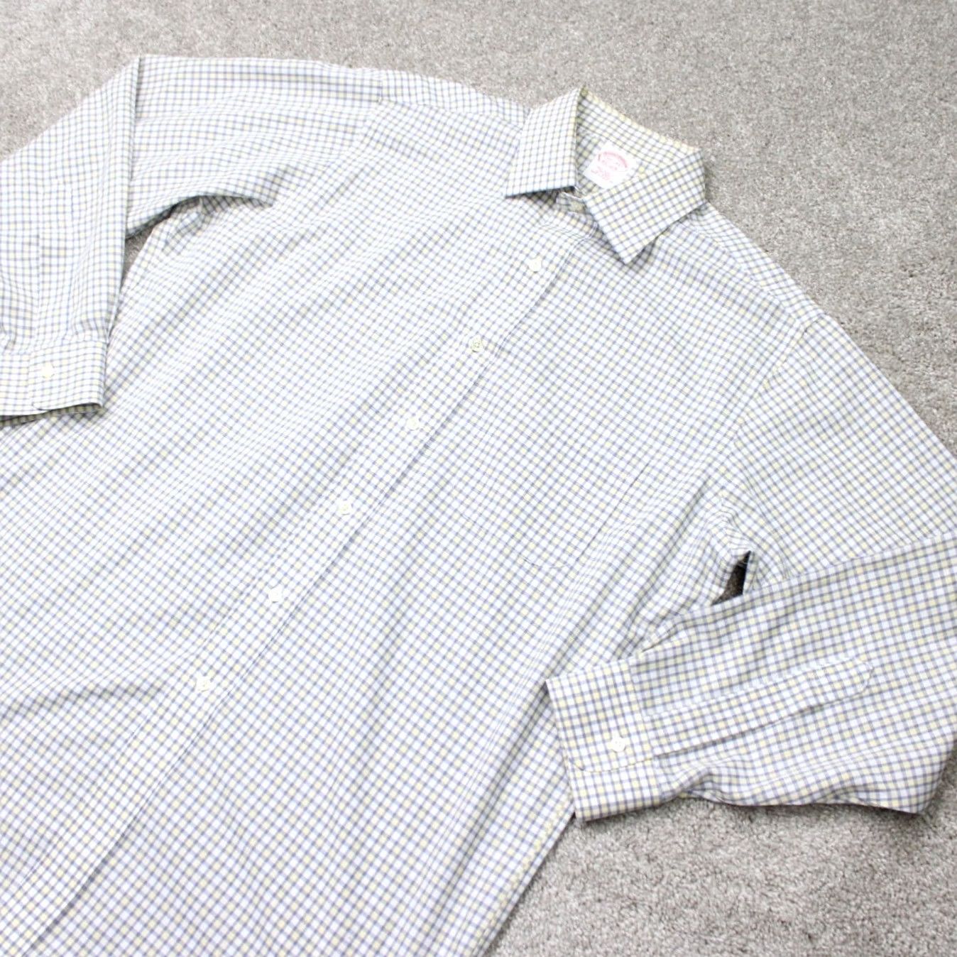 Brooks Brothers Brooks Brothers Shirt Men 15.5 33 Yellow/Blue Check Non-Iron 100% Cotton Dress Shirt Regular Fit Size US L / EU 52-54 / 3 - 3 Thumbnail