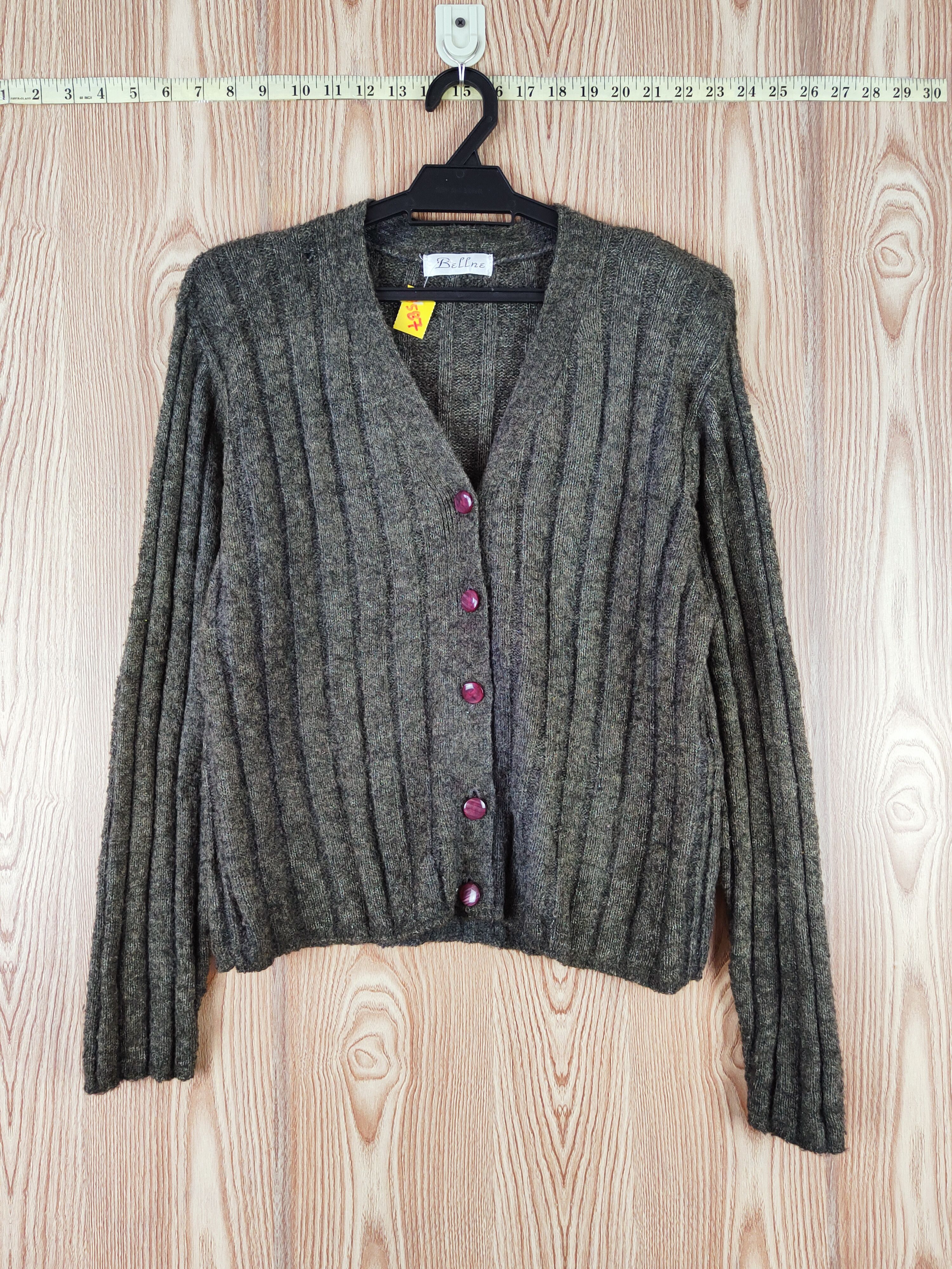 Aran Isles Knitwear × Japanese Brand Bellne Dark Gray Knitwear Cardigan #W587 Size M / US 6-8 / IT 42-44 - 1 Thumbnail
