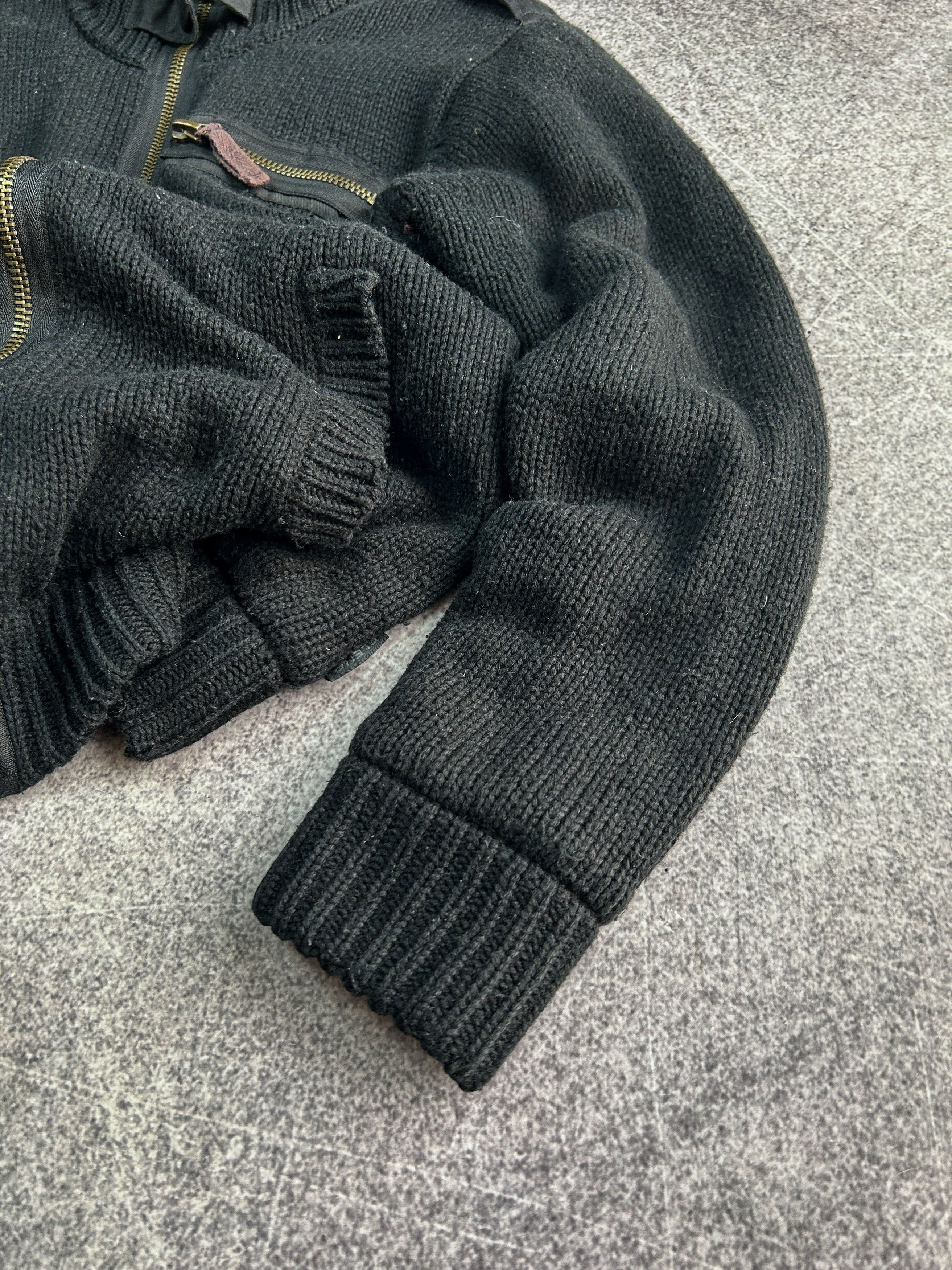 Vintage Y2K Heavy Knit Zip Sweater Black Military Style Distressed Size US M / EU 48-50 / 2 - 5 Thumbnail