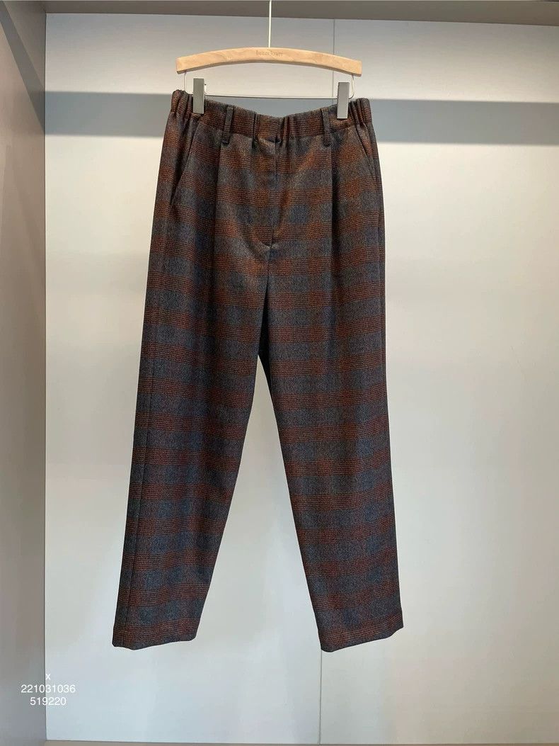 Brunello Cucinelli Brunello Cucinelli Wool Check Casual Pants - dmc Size US 31 - 1 Thumbnail