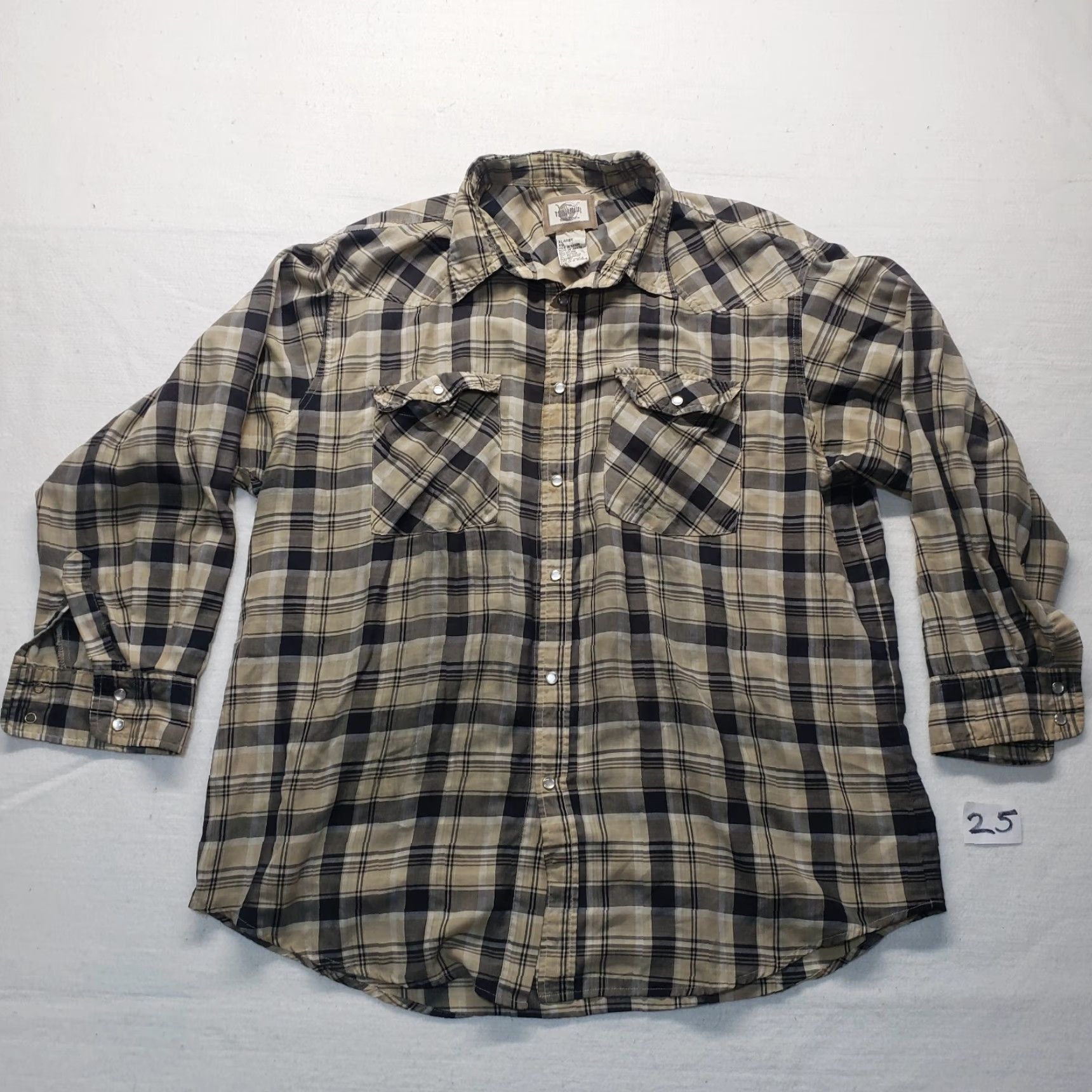 Vintage VINTAGE Plains Western Wear Shirt Adult XL Plaid Brown Cowboy Button-Up Snaps Chest Pockets Mens Size US XL / EU 56 / 4 - 2 Thumbnail
