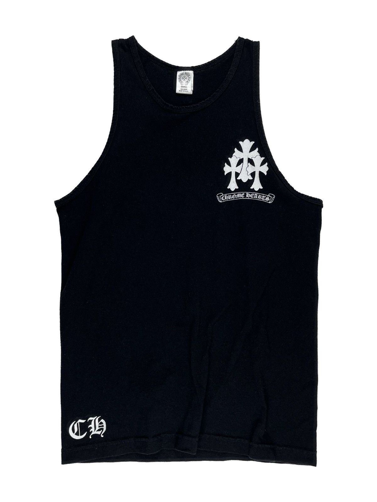 Pre-owned Chrome Hearts Cemetery Cross Tire Tread Logo Tank Top In Black