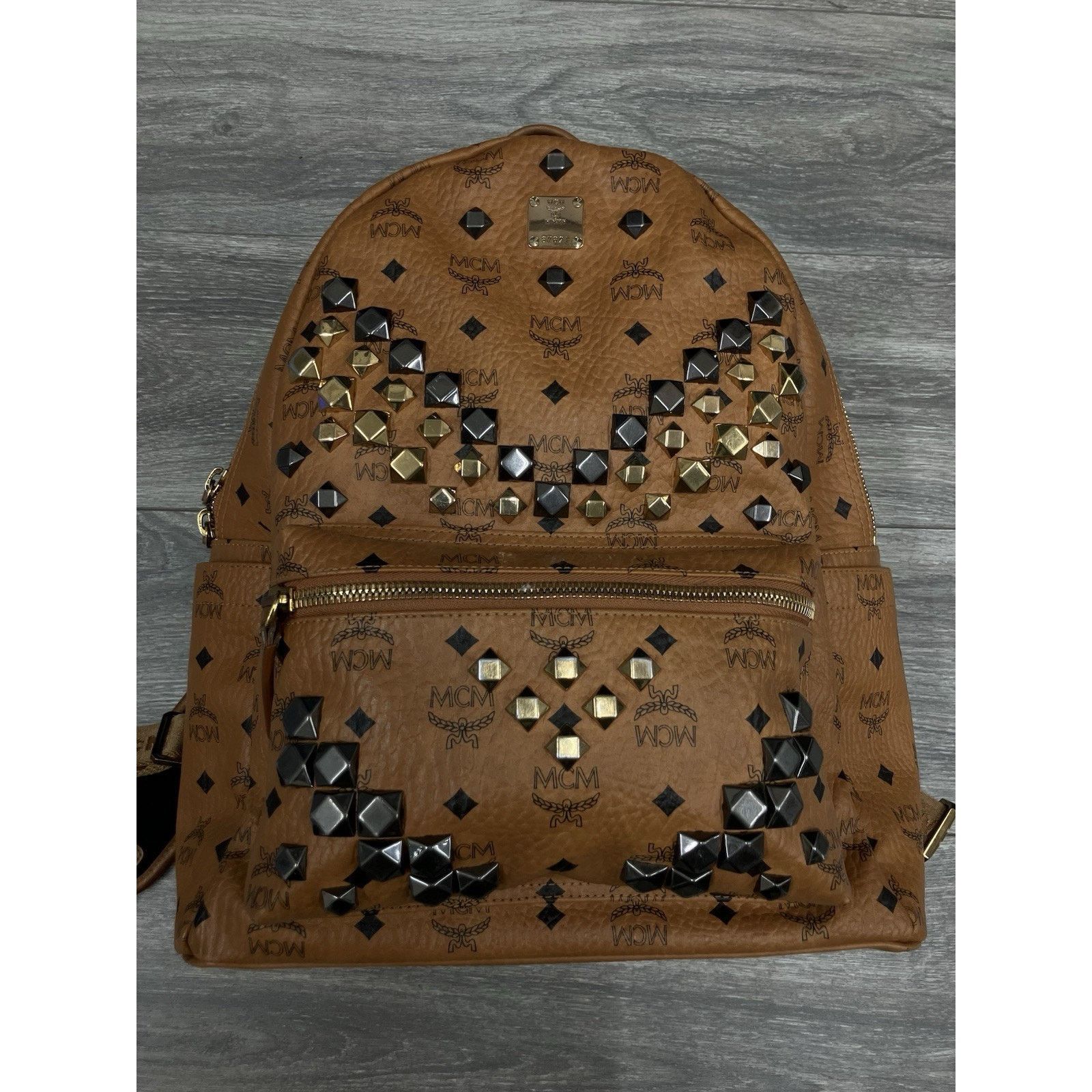 MCM MCM Cognac Stark " M " Studded Backpack | GREAT CONDITION! Size ONE SIZE - 4 Thumbnail
