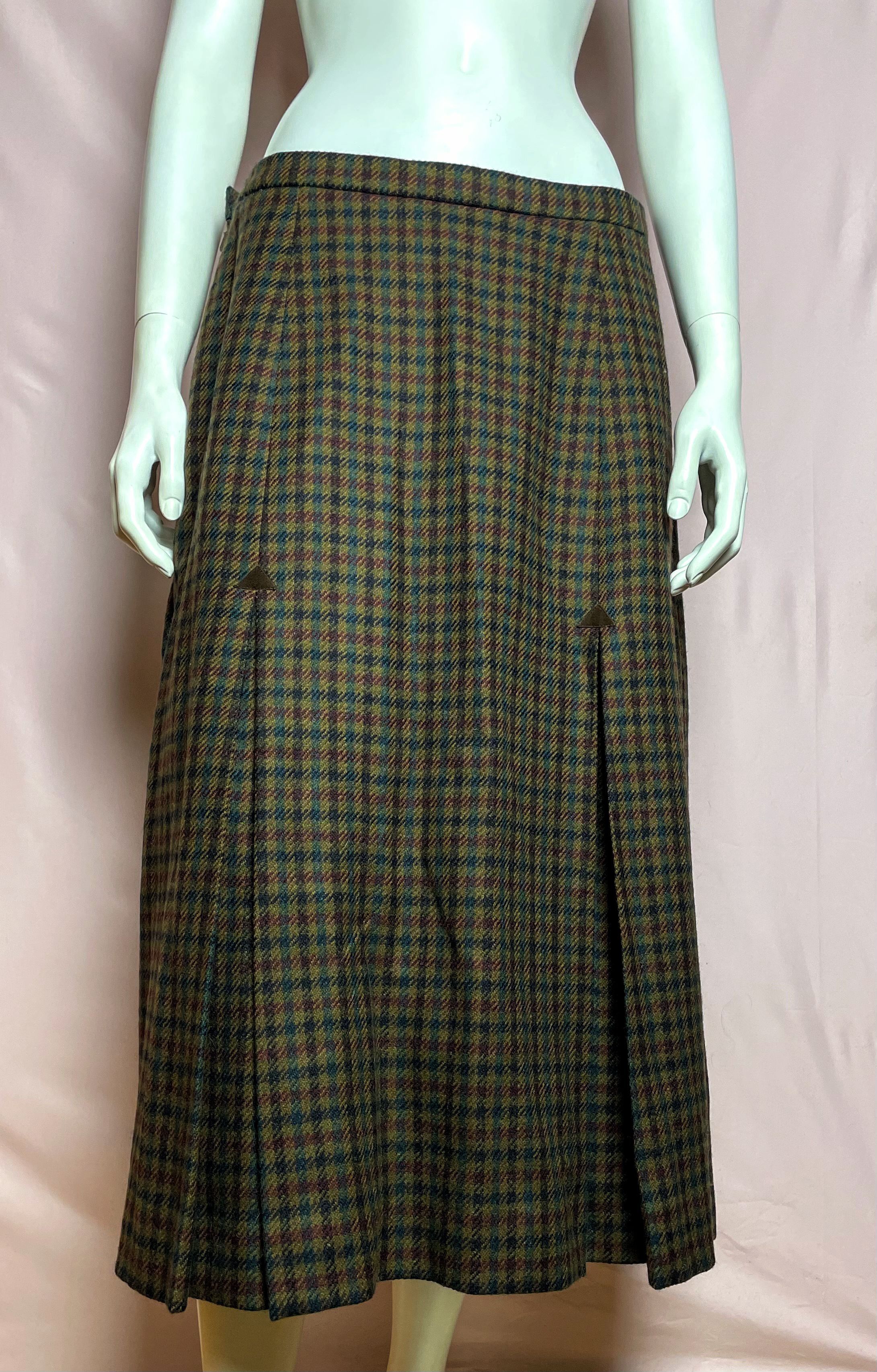 Burberry Burberrys Vintage Wool Check Plaid Long Skirt England Size 32" / US 10 / IT 46 - 1 Thumbnail