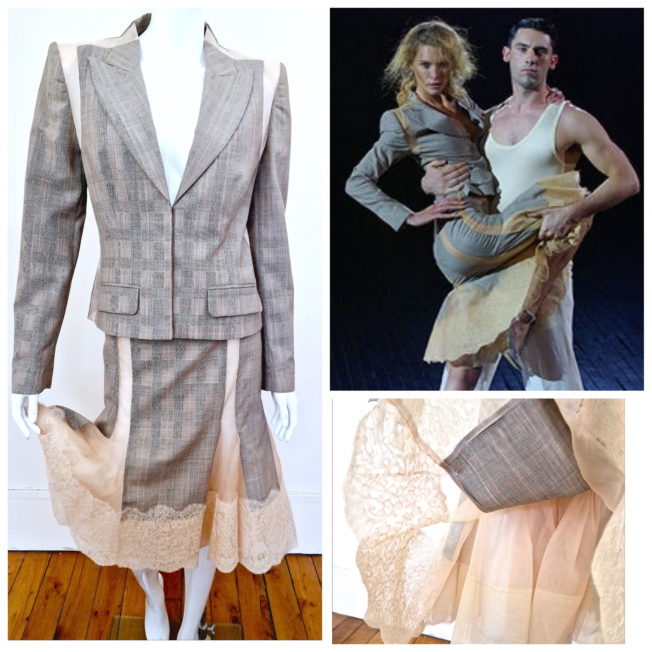 image of Alexander Mcqueen Deliverance 2004 Runway Couture Dress Suit in Beige Cream, Women's (Size Large)