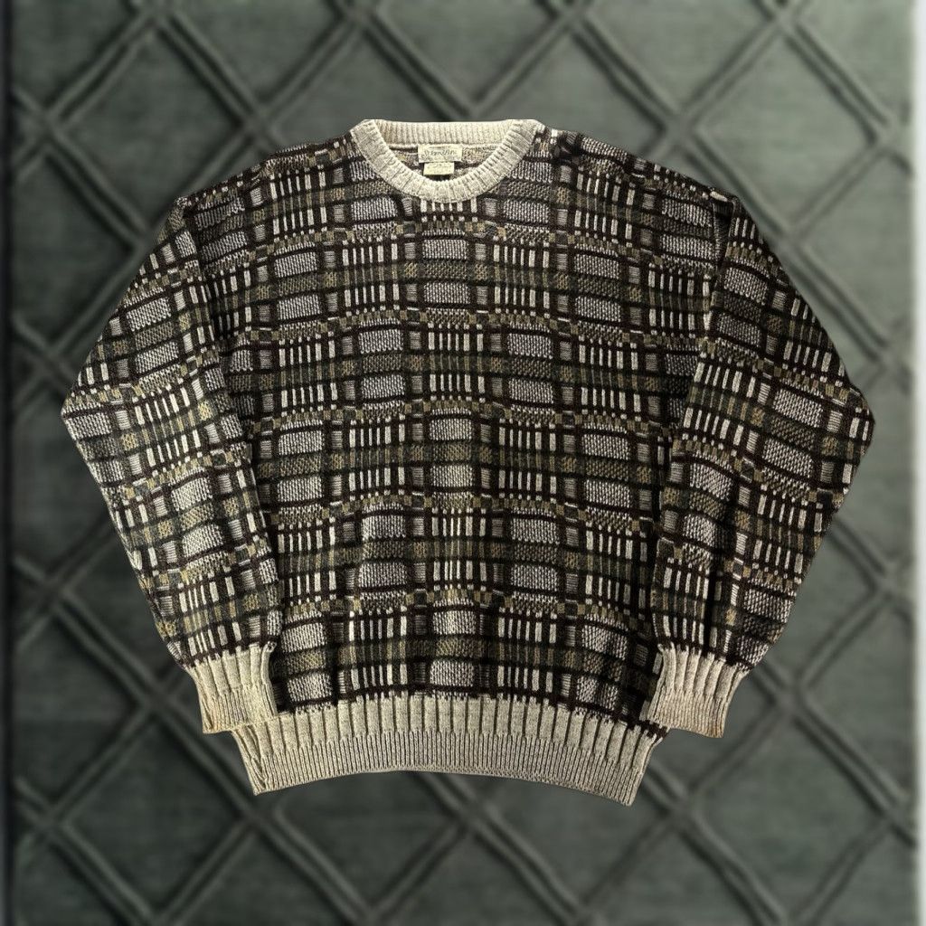 Vintage VTG St. Johns Bay Geometric Ribbed Sweater Mens Large Beige Multi Geometric Ribbed Pullover 90s Vintage Mens L Beige St. Johns Bay Size US L / EU 52-54 / 3 - 1 Thumbnail