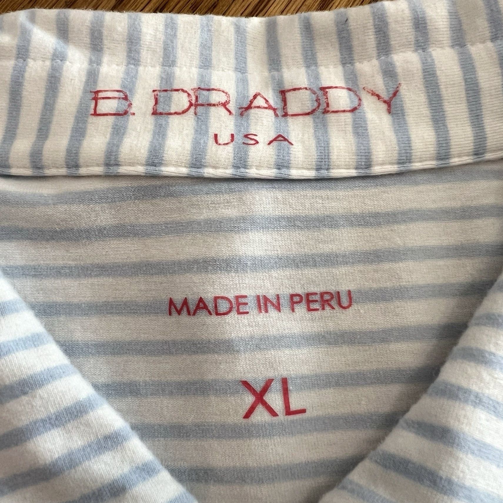Vintage VINTAGE B. Draddy Polo Shirt Mens XL White Blue Striped Shirt Adult XL White/Blue Striped Athletic Fit, Breathable, Easy Care Mens Size US XL / EU 56 / 4 - 4 Thumbnail