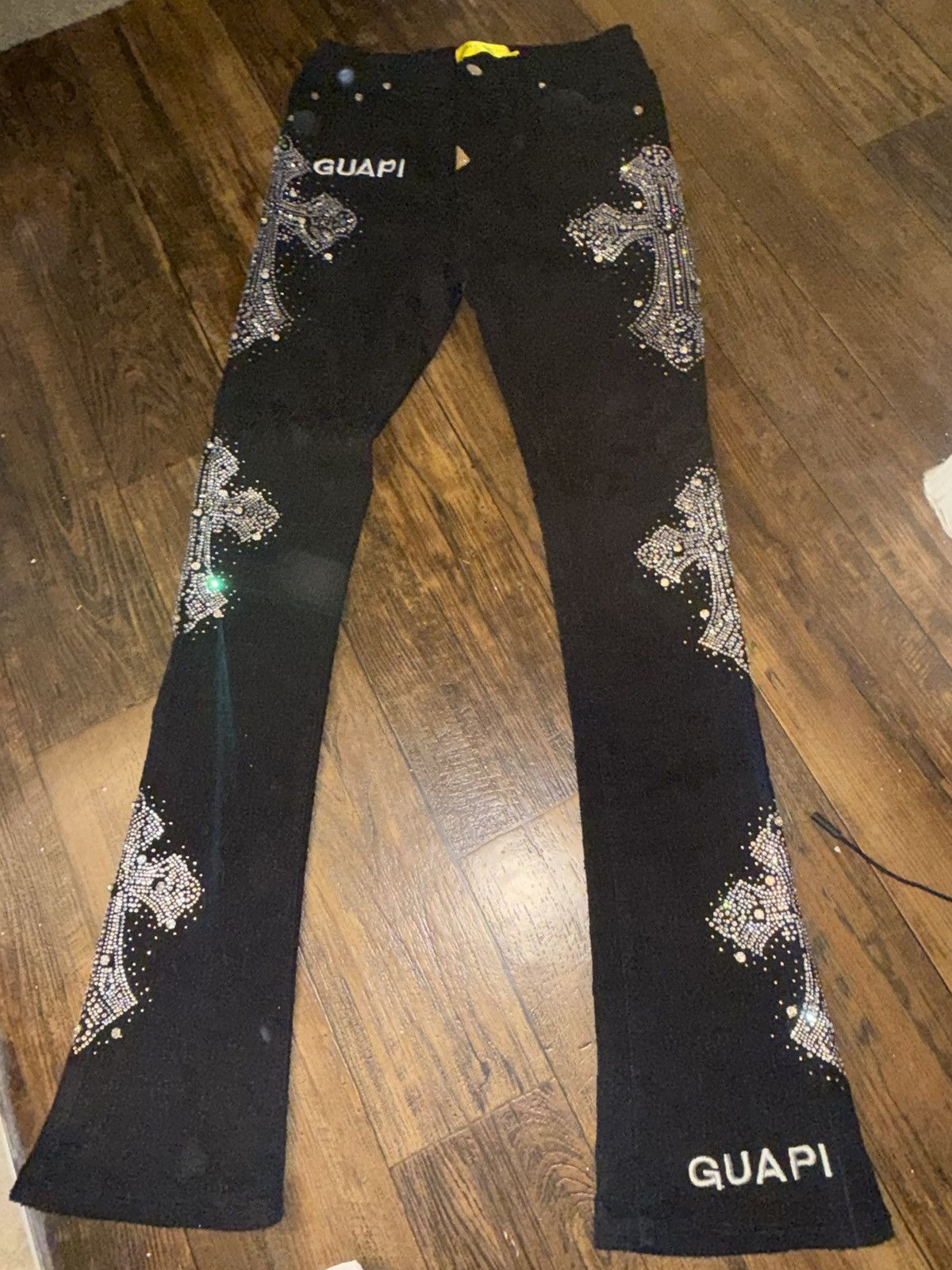 GUAPI Guapi Vintage Black Distressed Cross Denim Size US 32 / EU 48 - 3 Thumbnail