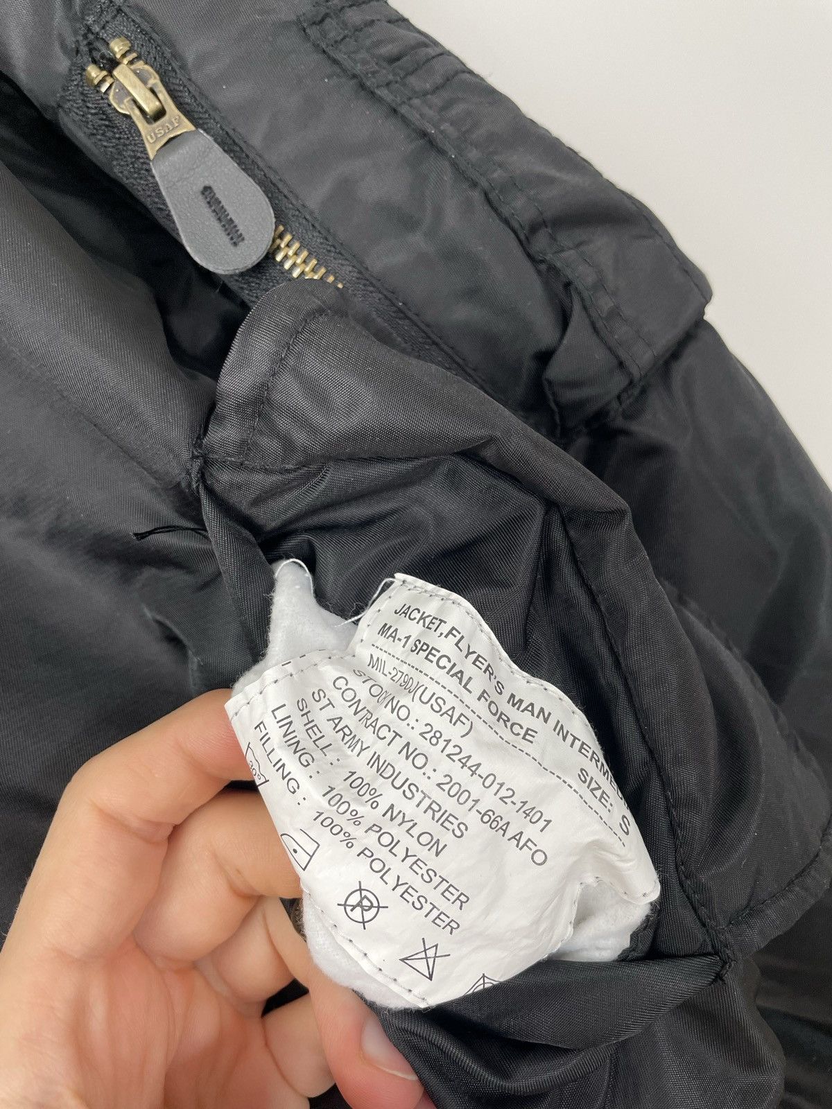 Vintage Ma1 Flyer Black Vintage Nylon Bomber Jacket BoxyFit Oversize Size US S / EU 44-46 / 1 - 5 Thumbnail