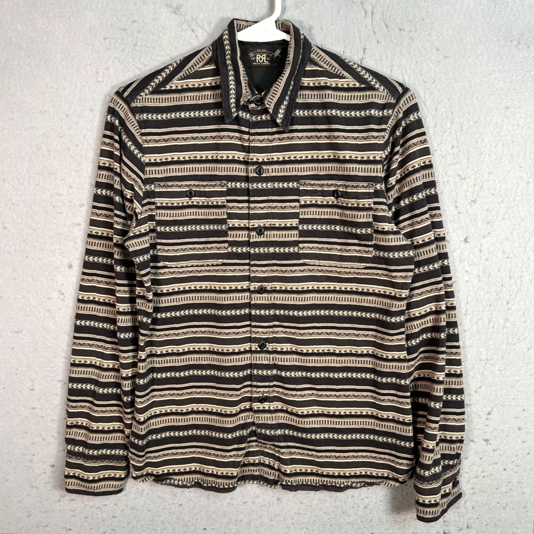 Ralph Lauren VINTAGE Double RL Ralph Lauren Womens Size 2 Black & Beige Long Sleeve Button-Up Shirt Size XS / US 0-2 / IT 36-38 - 2 Thumbnail