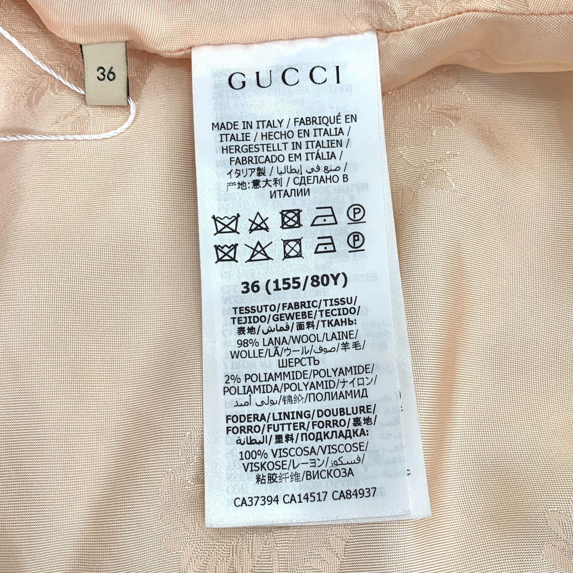 Gucci Gucci Womens Beige Tweed Wool Blend Coat W/ Gold Buttons Siz Size XS / US 0-2 / IT 36-38 - 3 Thumbnail
