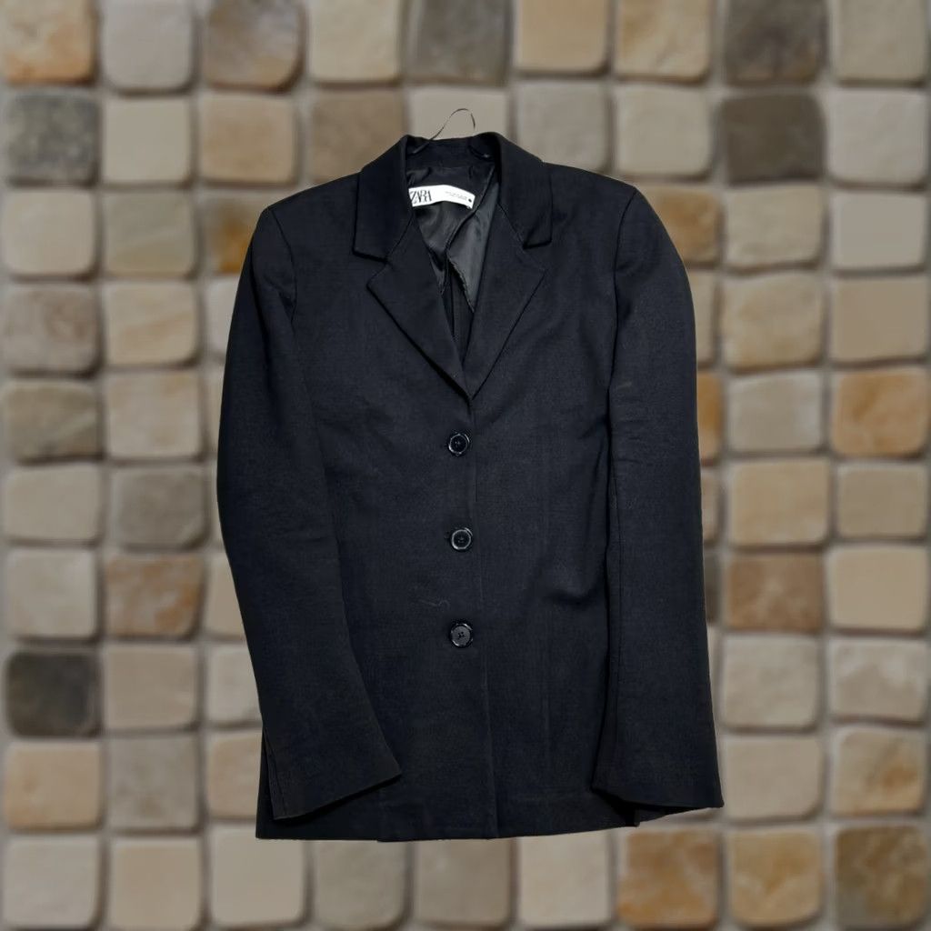 Zara Zara Blazer Jacket Womens Medium Black Wool Blend Button - Classic Casual Business Women’s Regular Fit Velvet? Size M / US 6-8 / IT 42-44 - 1 Thumbnail
