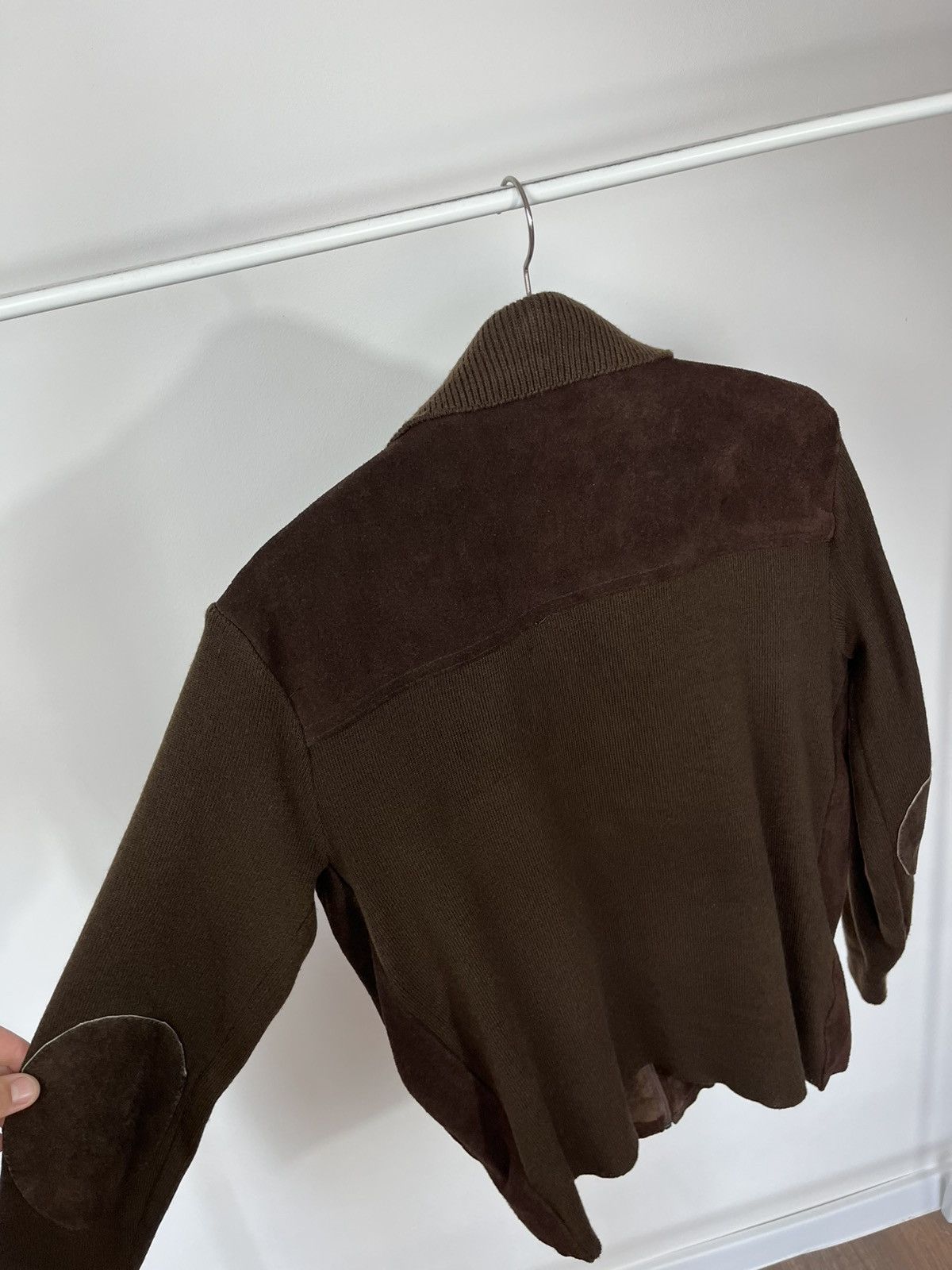 Leather Vintage Suede Leather Jacket Brown Knit Sleeves Zip Women’s Size M / US 6-8 / IT 42-44 - 13 Thumbnail