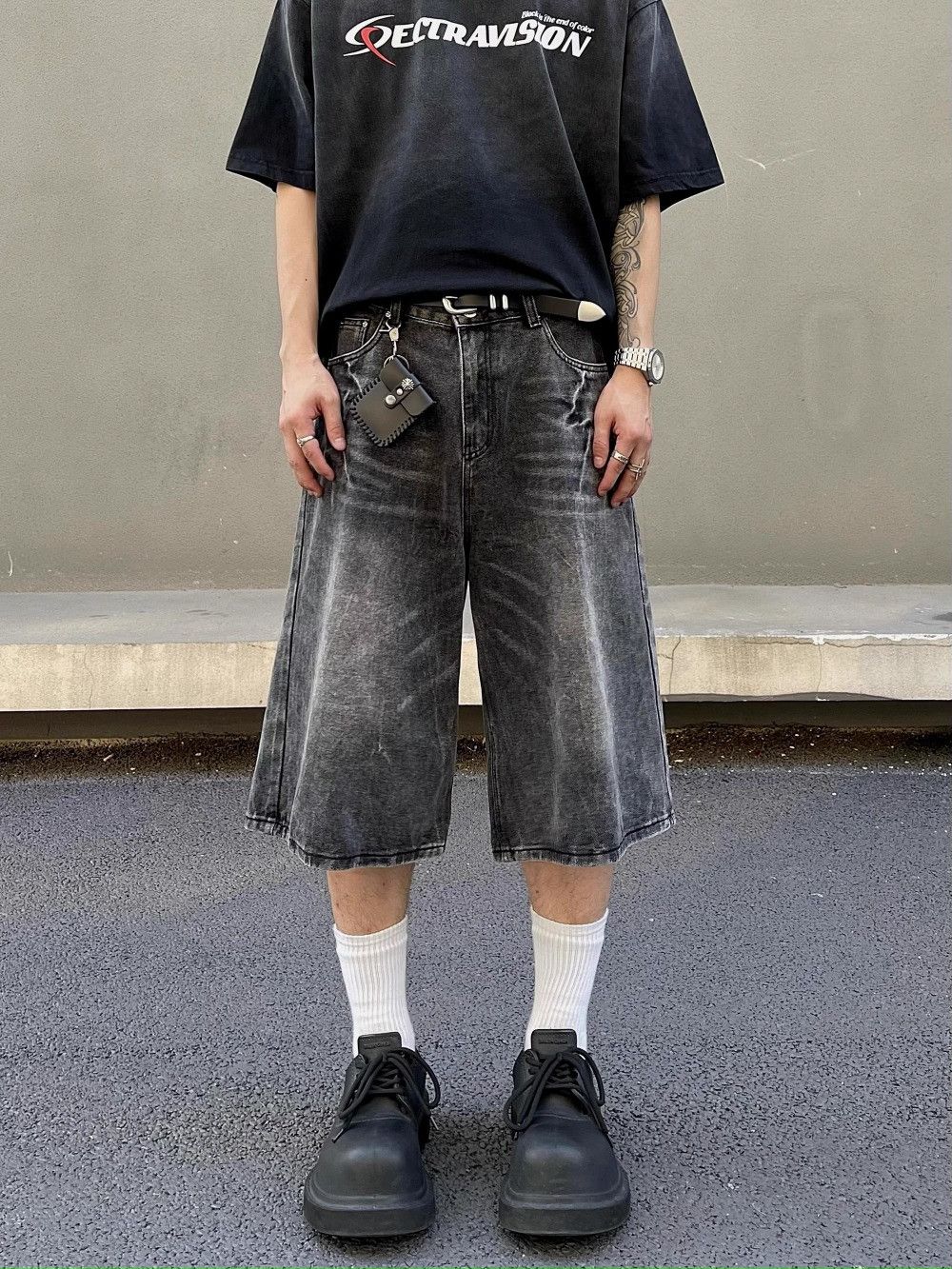 Japanese Brand Lightning Jorts Loose Cropped Denim Size US 29 - 1 Thumbnail