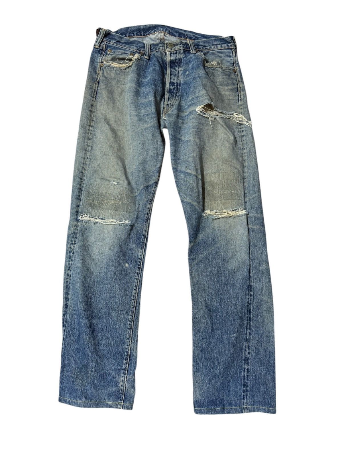 Japanese Brand Heavily Distressed Fullcount Selvedge Denim Size US 33 - 1 Thumbnail