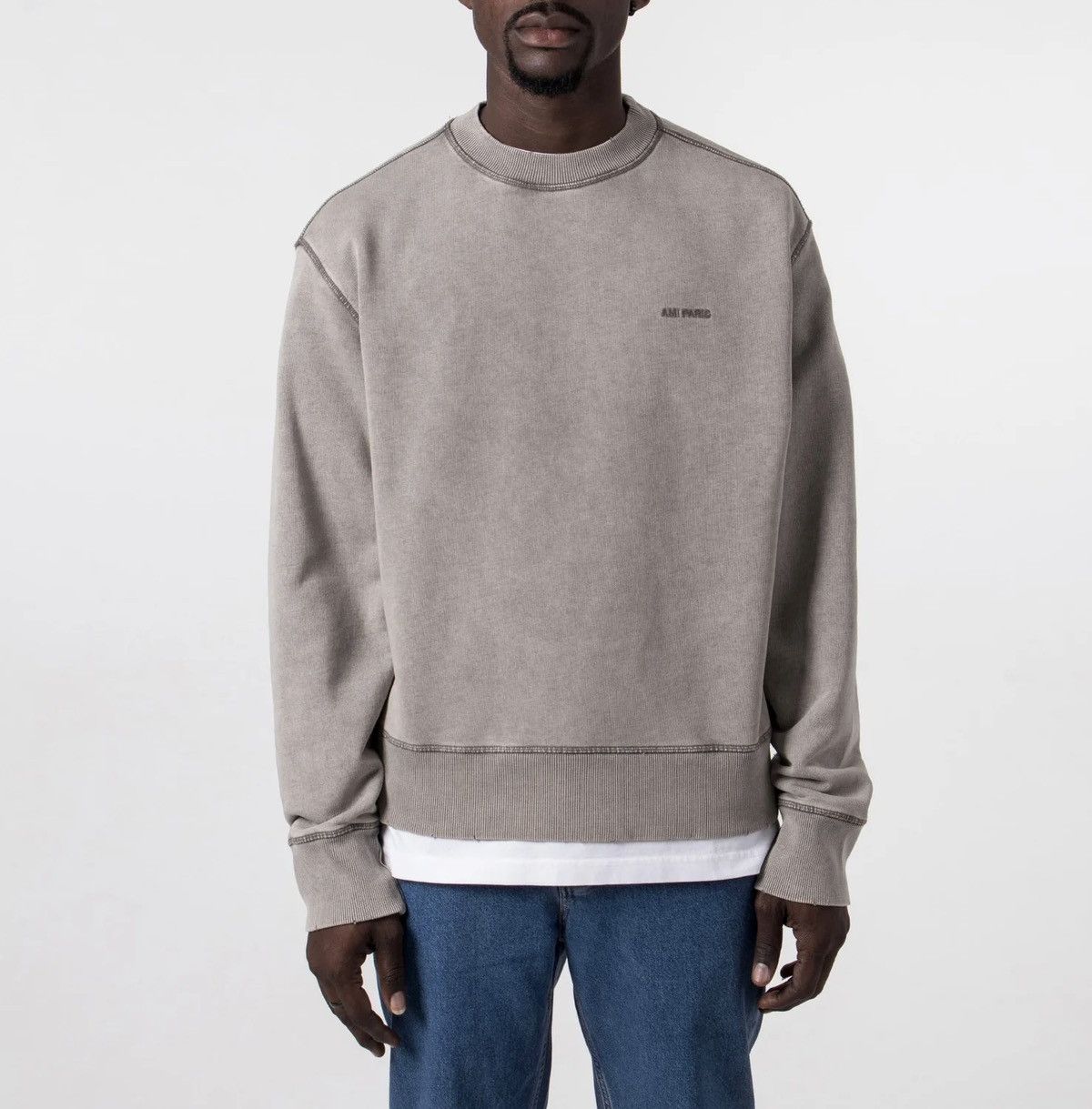 AMI Paris F/W23 Fade Out Sweatshirt Crewneck "Clay" Gray