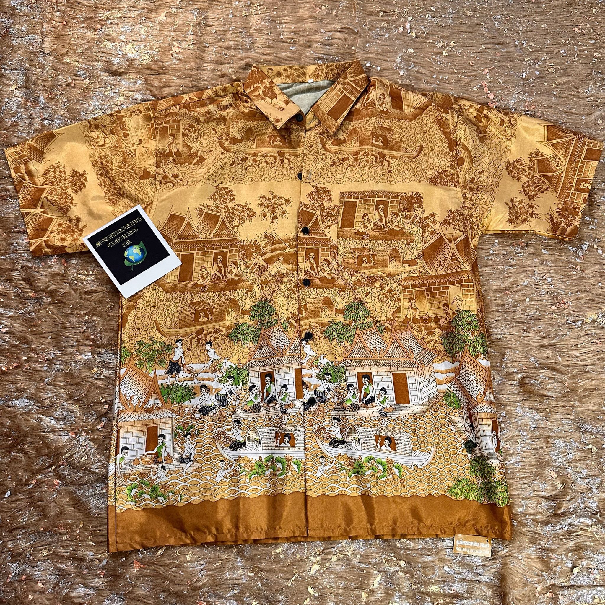 Vintage "THAI SMILE" MURAL PIECE UNIQUE S/S BUTTON UP Size US M / EU 48-50 / 2 - 1 Thumbnail
