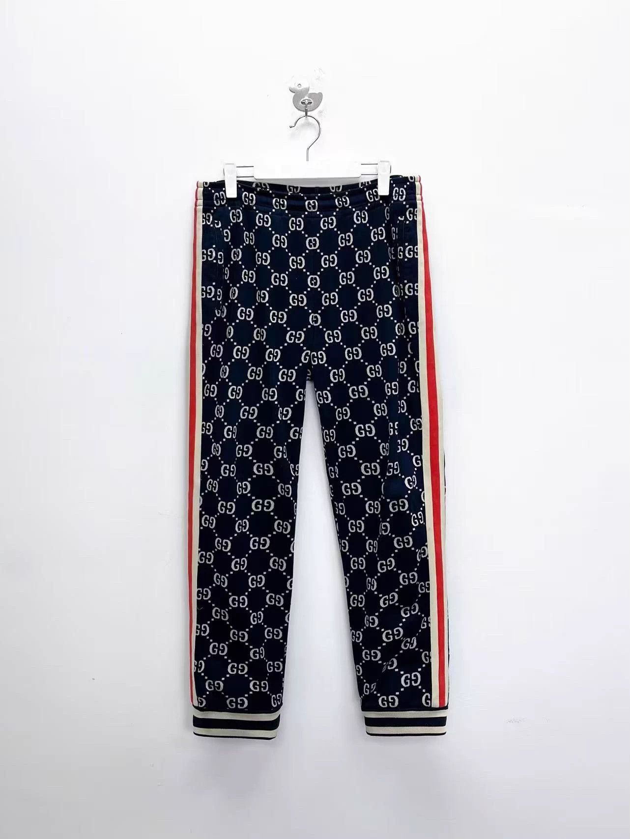 Gucci Navy GG Jacquard Side Stripe Pants XL Unisex