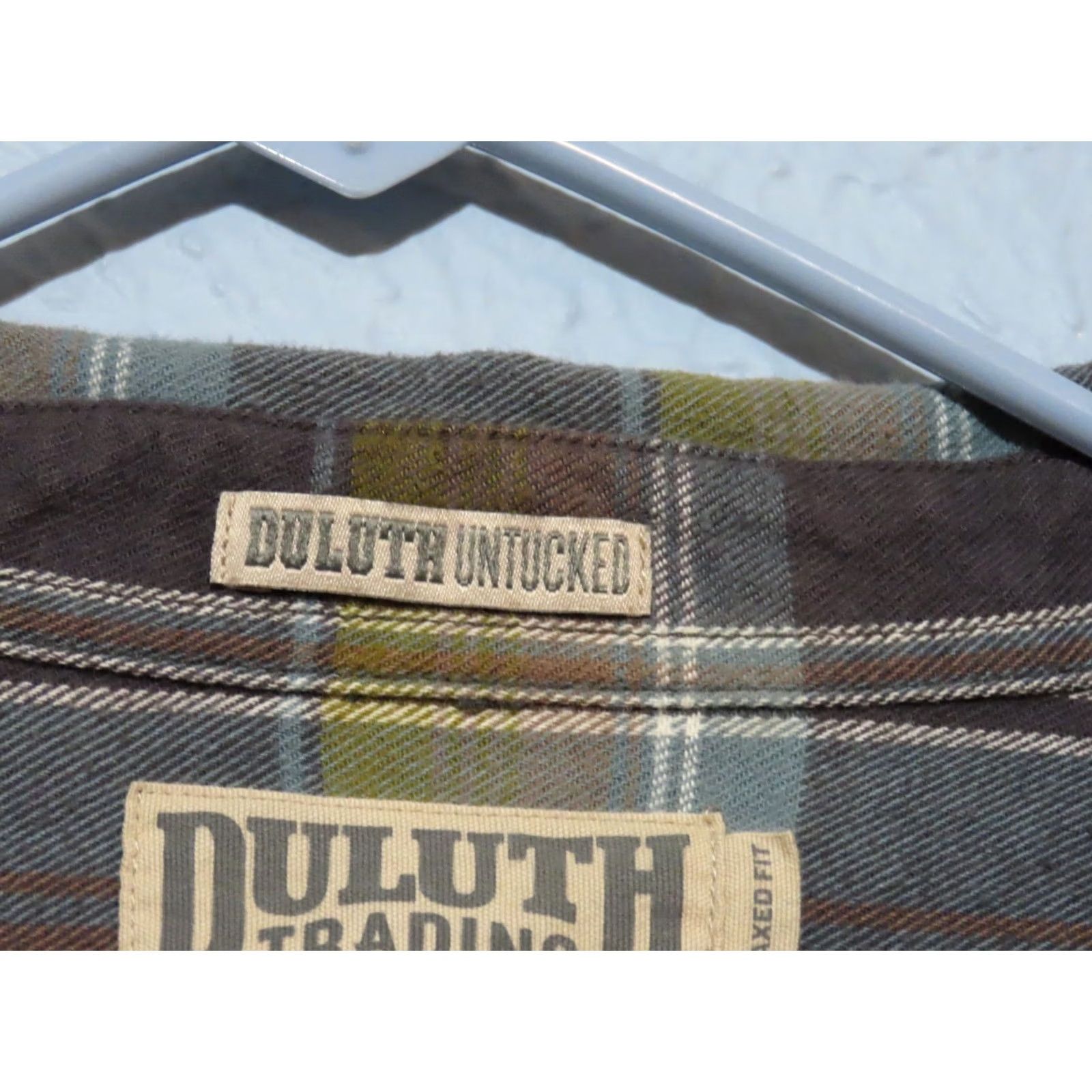 Vintage Duluth Trading Untucked Relaxed Fit Men's 2XLT Button Down Green Flannel Shirt Size US XXL / EU 58 / 5 - 4 Thumbnail