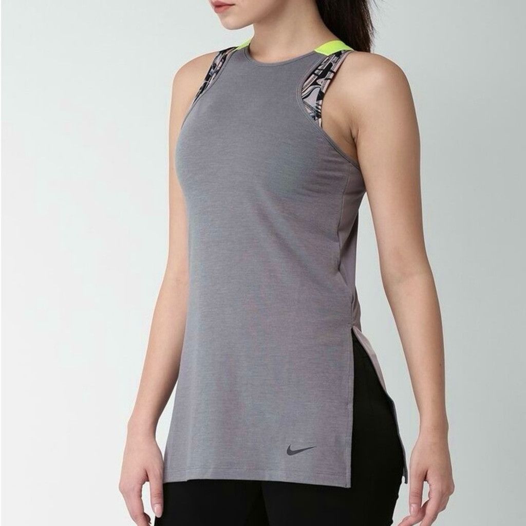 Nike Nike Grey Dri-Fit Performance Tank Top w/Neon Straps Size M Size M / US 6-8 / IT 42-44 - 1 Thumbnail