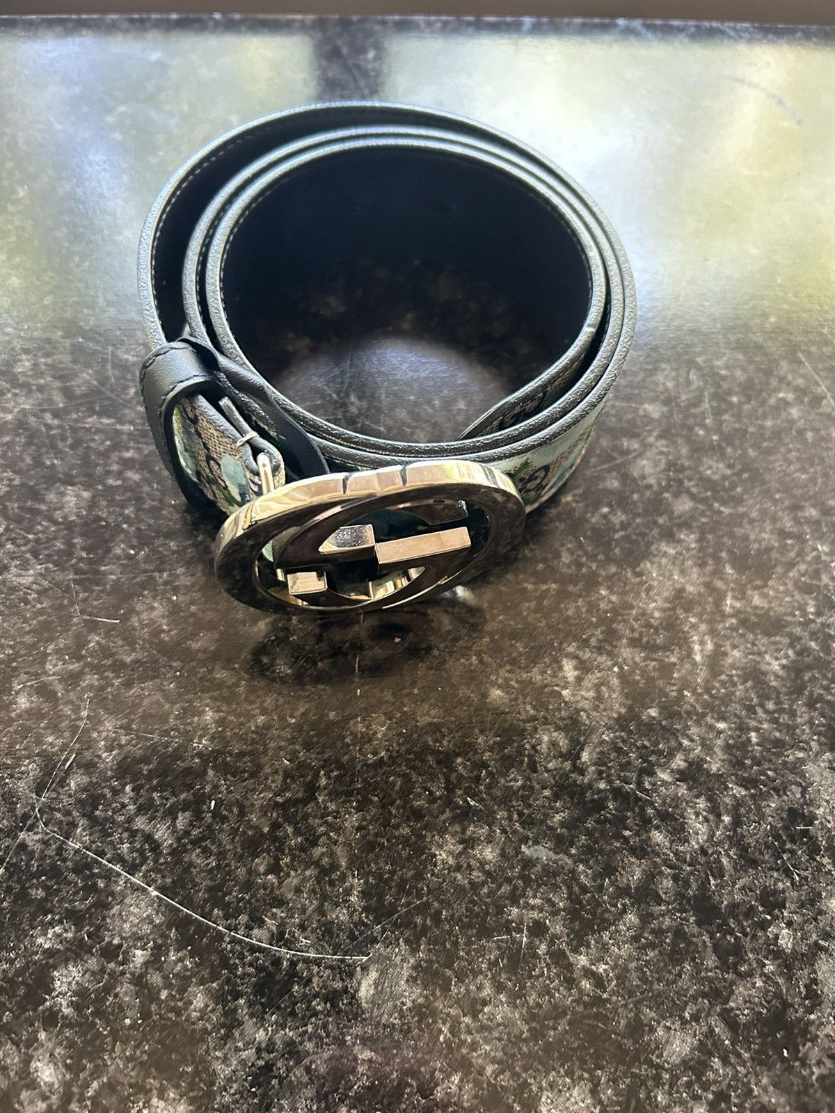 Gucci Floral Blue Gucci Monogram Belt Size 32 - 8 Thumbnail