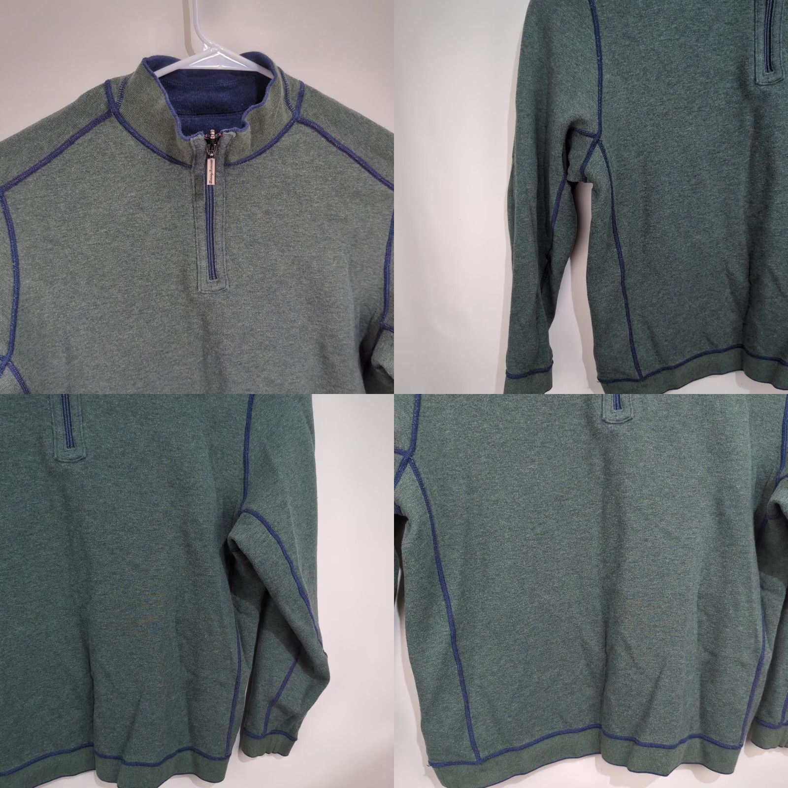 Tommy Bahama Tommy Bahama Reversible Sweater Mens XL 1/4 Zip Pullover Blue Green Embroidered Swordfish Logo Size US XL / EU 56 / 4 - 10 Thumbnail