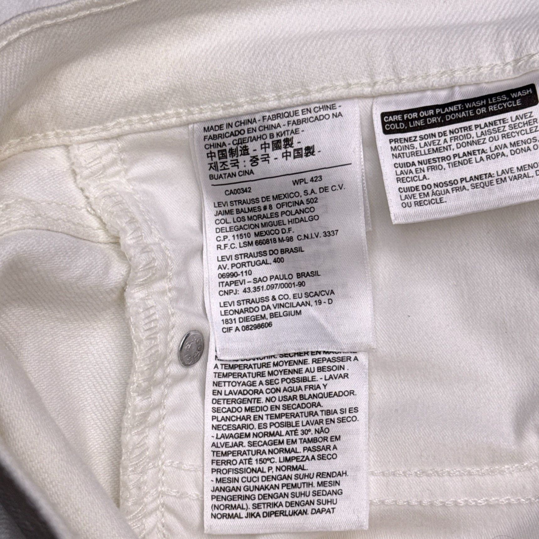 Levi's Levi's 311 Shaping Skinny Jeans Womens 27 White Mid Rise Stretch 27x30 Jeans Size 27" / US 4 / IT 40 - 5 Thumbnail