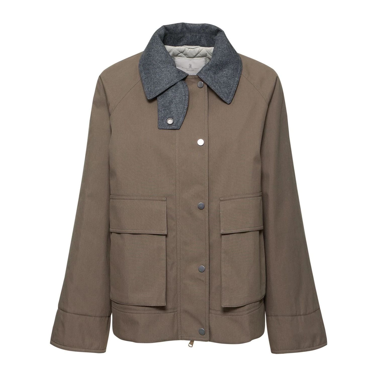 Brunello Cucinelli BRUNELLO CUCINELLI Brown Canvas Jacket New & Authentic (Wome Size M / US 6-8 / IT 42-44 - 1 Thumbnail