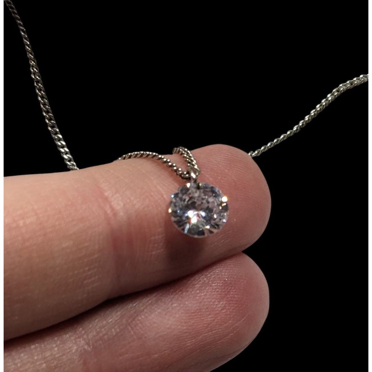 Other Minimalist Dainty Circular Cubic Zirconia Pendant On Silver Size ONE SIZE - 3 Thumbnail