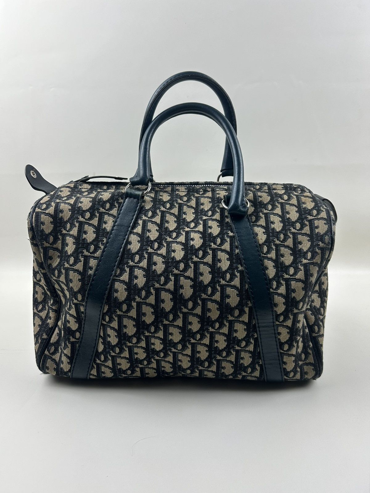 image of Dior Navy/beige Oblique Boston Bag, Men's