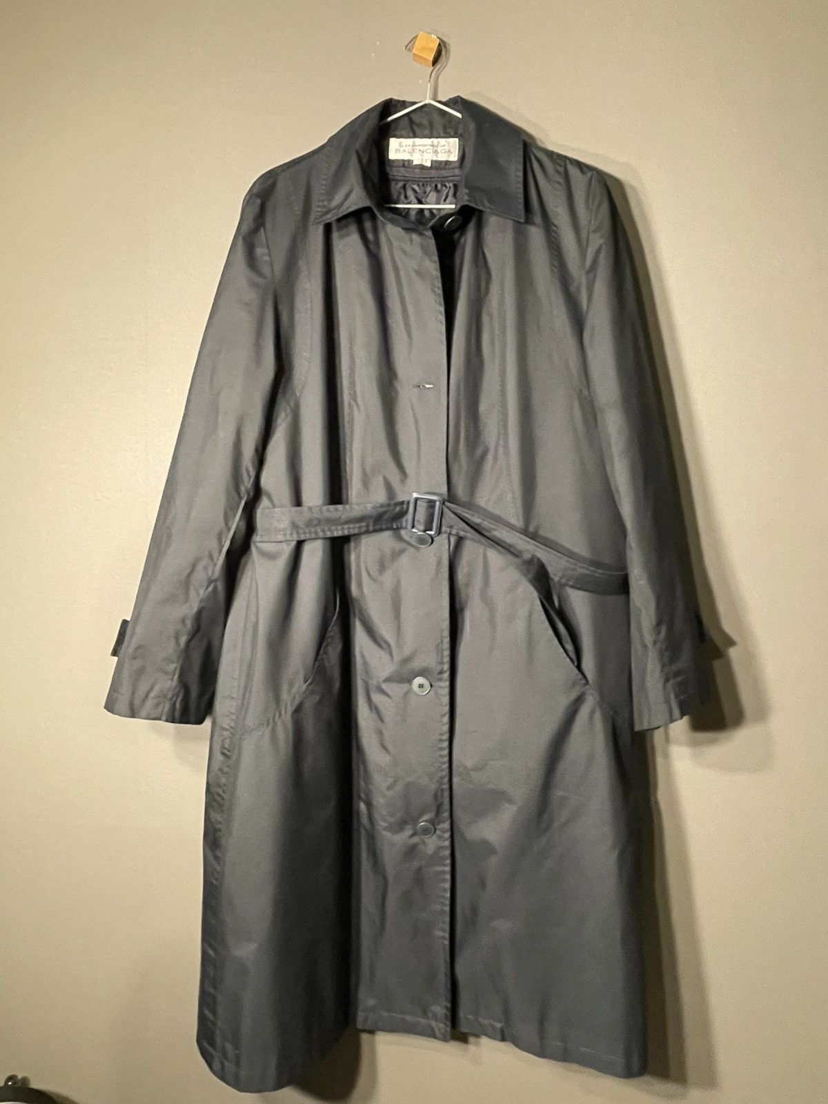Vintage 70s Balenciaga Les Uniformes Navy Raincoat w/ Liner