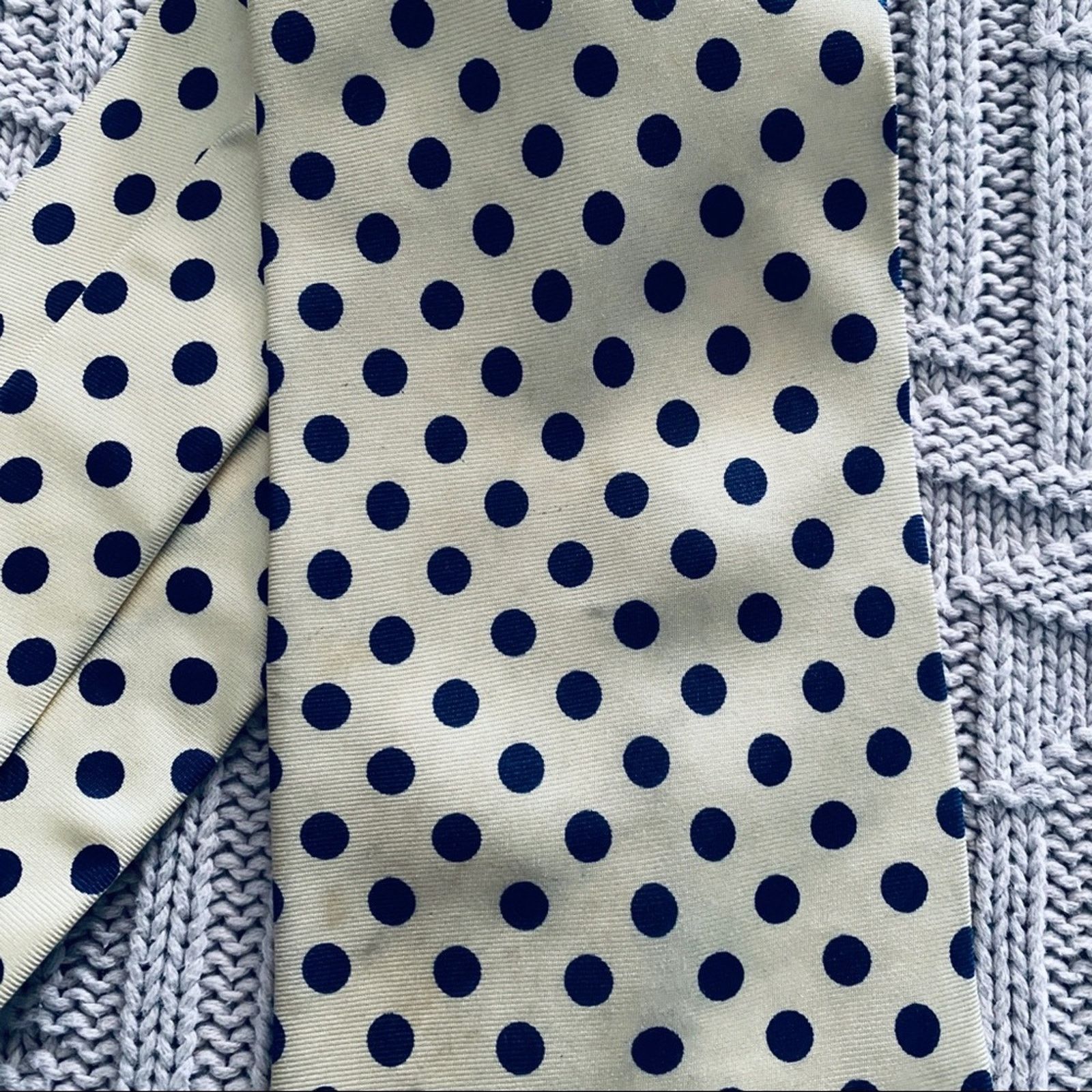 Vintage Vintage Burt Pulitzer yellow and blue polka dot silk tie Size ONE SIZE - 3 Thumbnail