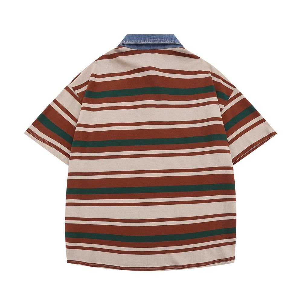 Japanese Brand × Vintage Men's loose casual lapel contrast striped polo shirt y2k Size US M / EU 48-50 / 2 - 2 Thumbnail