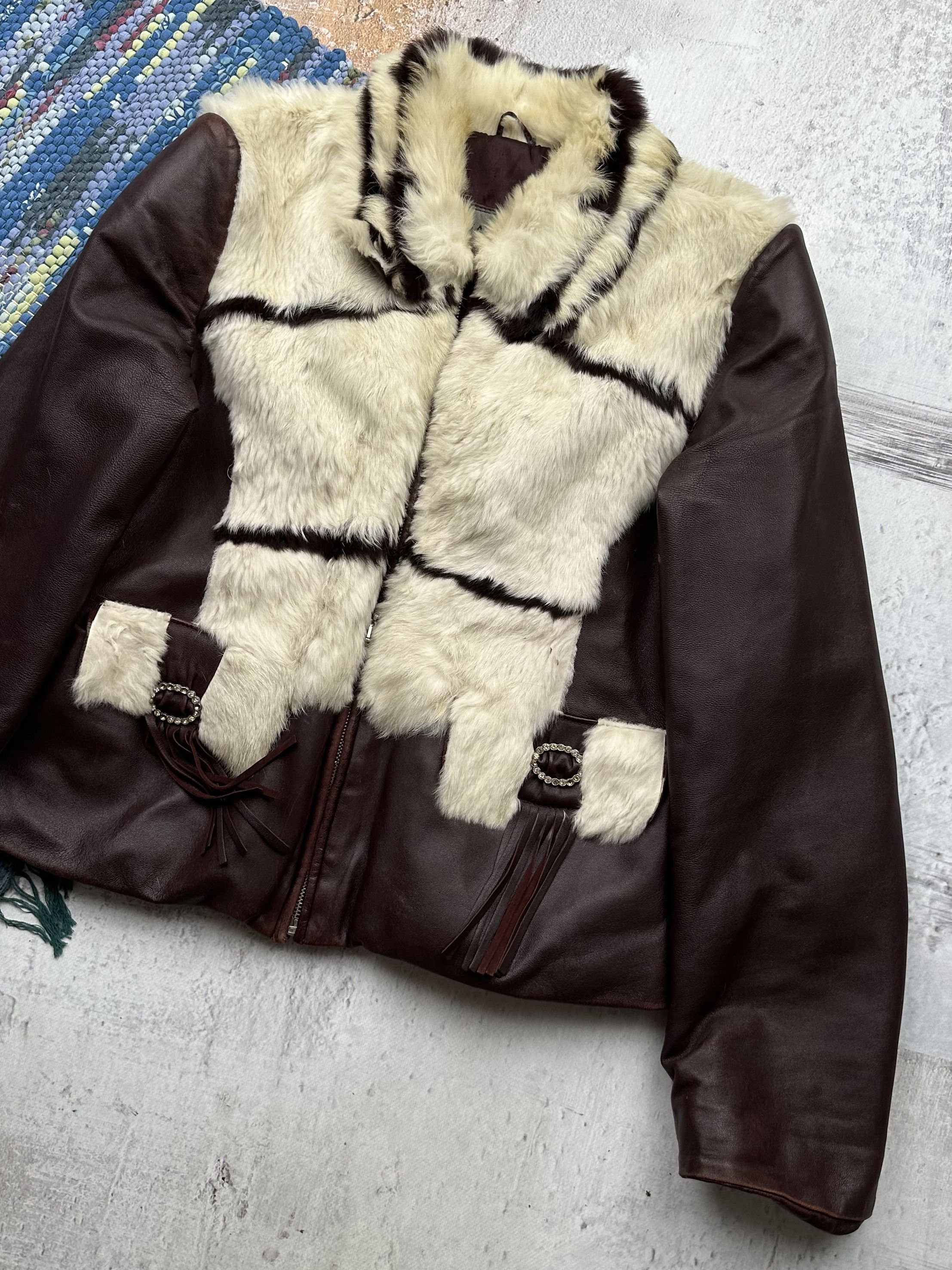 Vintage Vintage Leather/Real Fur Jacket A109D15(471) Size M / US 6-8 / IT 42-44 - 3 Thumbnail