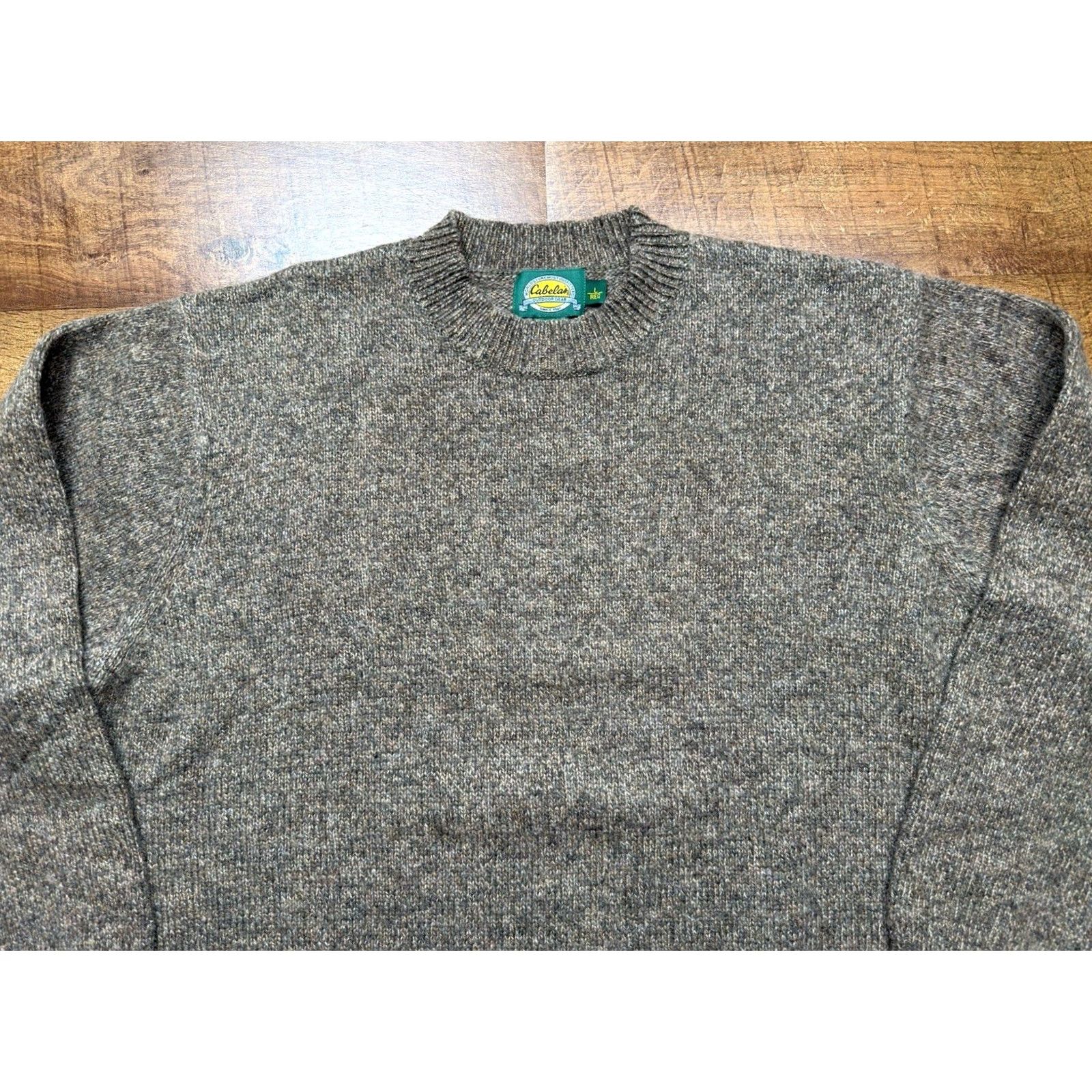 Vintage Cabela's Men’s Ragg Wool Crewneck Pullover Sweater Large Gray / Green Knit Marled Vintage Size US L / EU 52-54 / 3 - 2 Thumbnail
