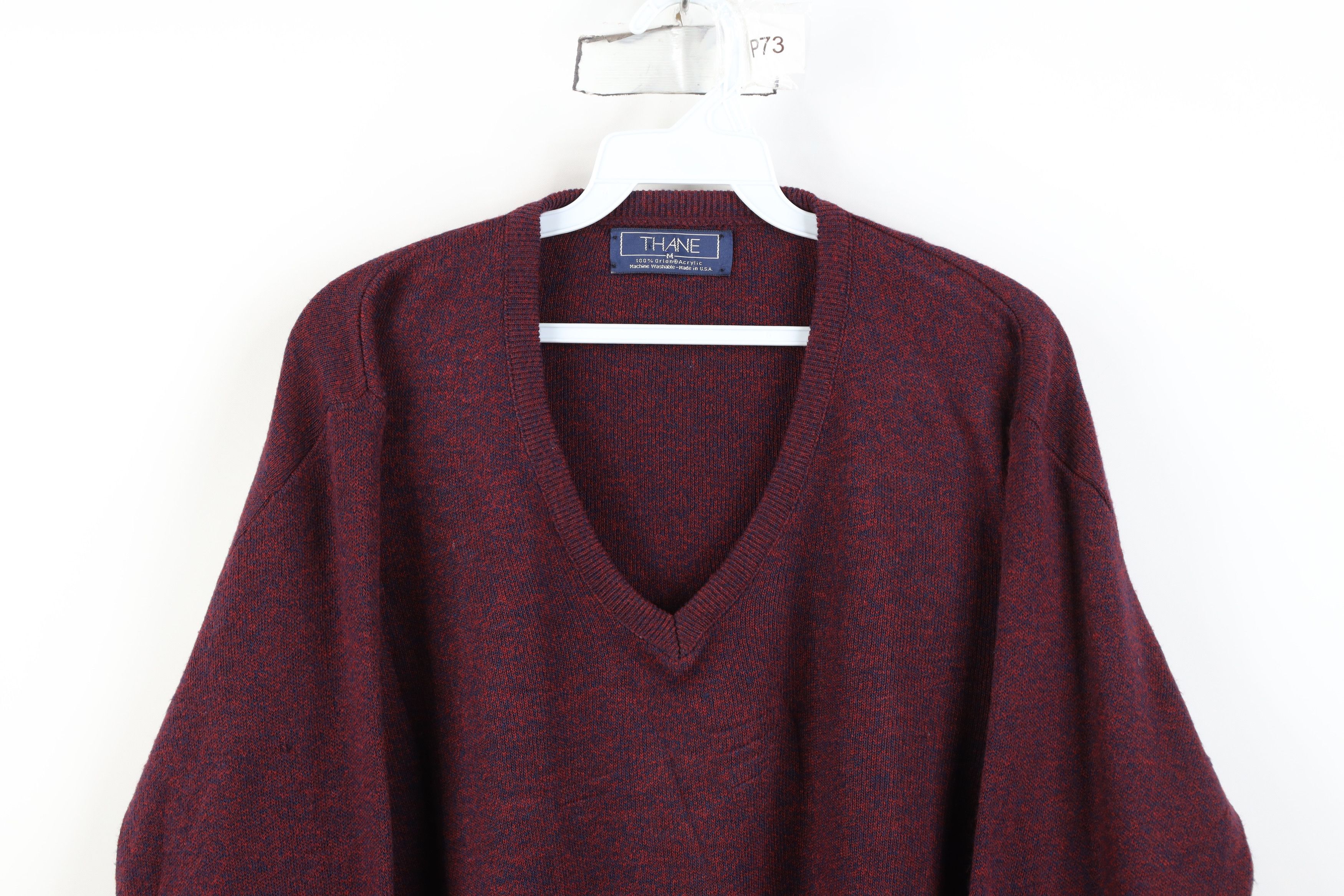 Vintage Vintage 70s Streetwear V-Neck Sweater Heather Red USA Size US M / EU 48-50 / 2 - 2 Thumbnail