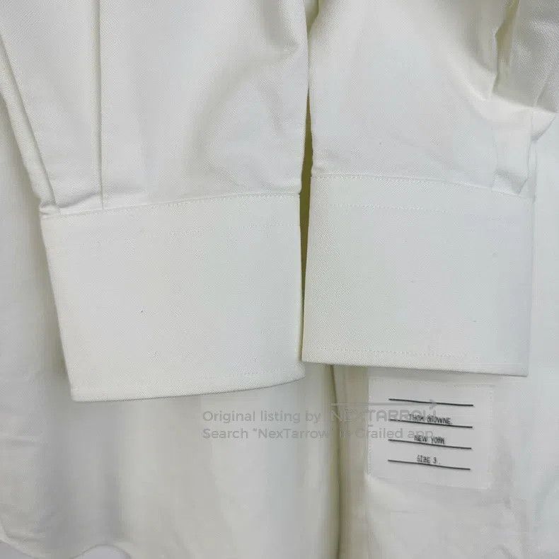 Thom Browne Thom Browne White classic double-sleeve striped shirt Size US L / EU 52-54 / 3 - 5 Thumbnail
