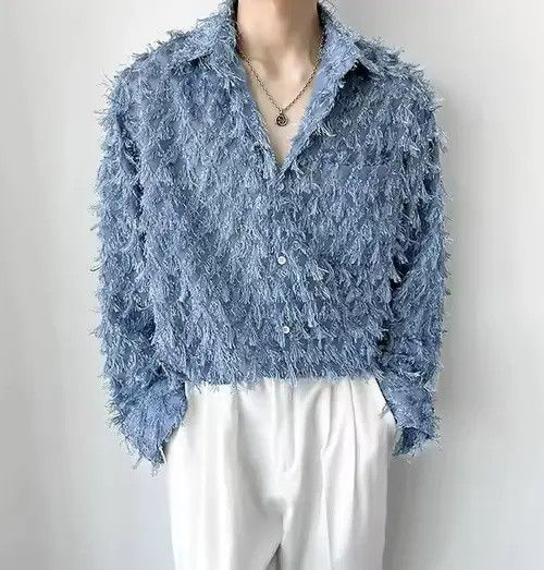 VIBE Elegant Splicing Tassel Button Up Shirt Size US L / EU 52-54 / 3 - 2 Thumbnail