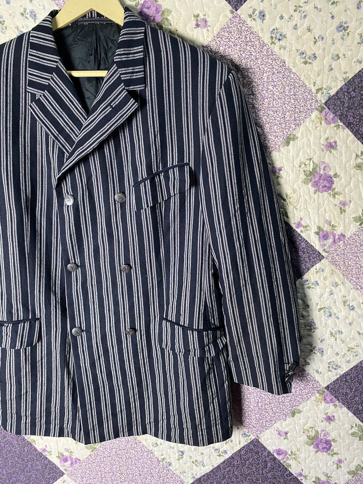 Versace × Vintage Vintage Versace V2 Stripes Blazer Size 44R - 5 Thumbnail