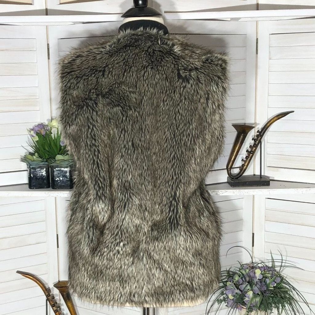 Asos Asos Faux Fur zippered vest warm brown gray fully lined L Size L / US 10 / IT 46 - 2 Thumbnail