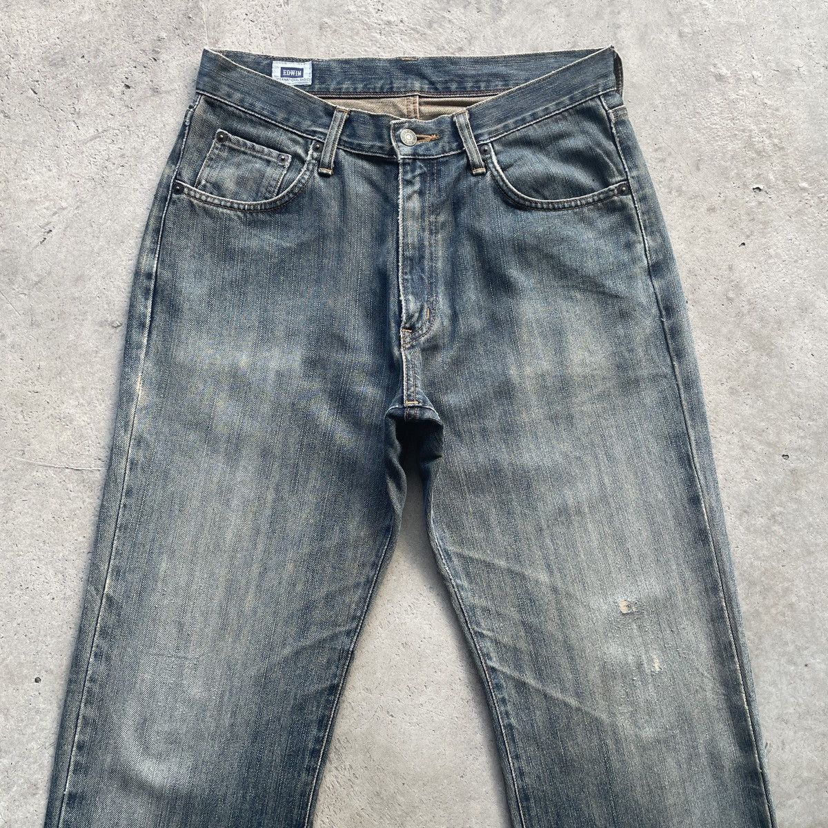 Japanese Brand Vintage Edwin 404 Japan Faded Denim Jeans Pants W31 Size US 31 - 3 Thumbnail