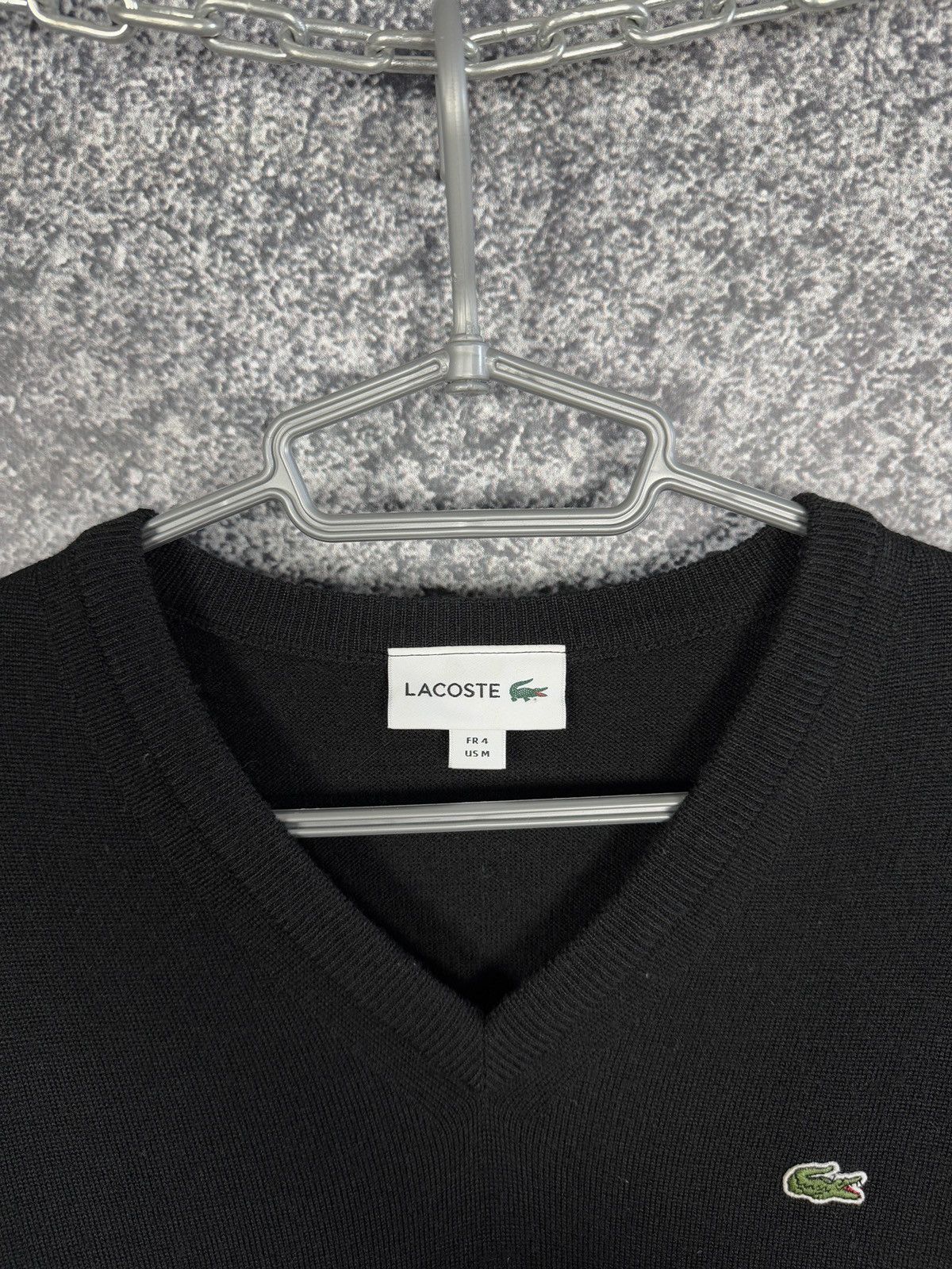 Lacoste Men’s Lacoste V-Neck Pullover Lana Wool Sweater Black Size 4 Size US M / EU 48-50 / 2 - 6 Thumbnail